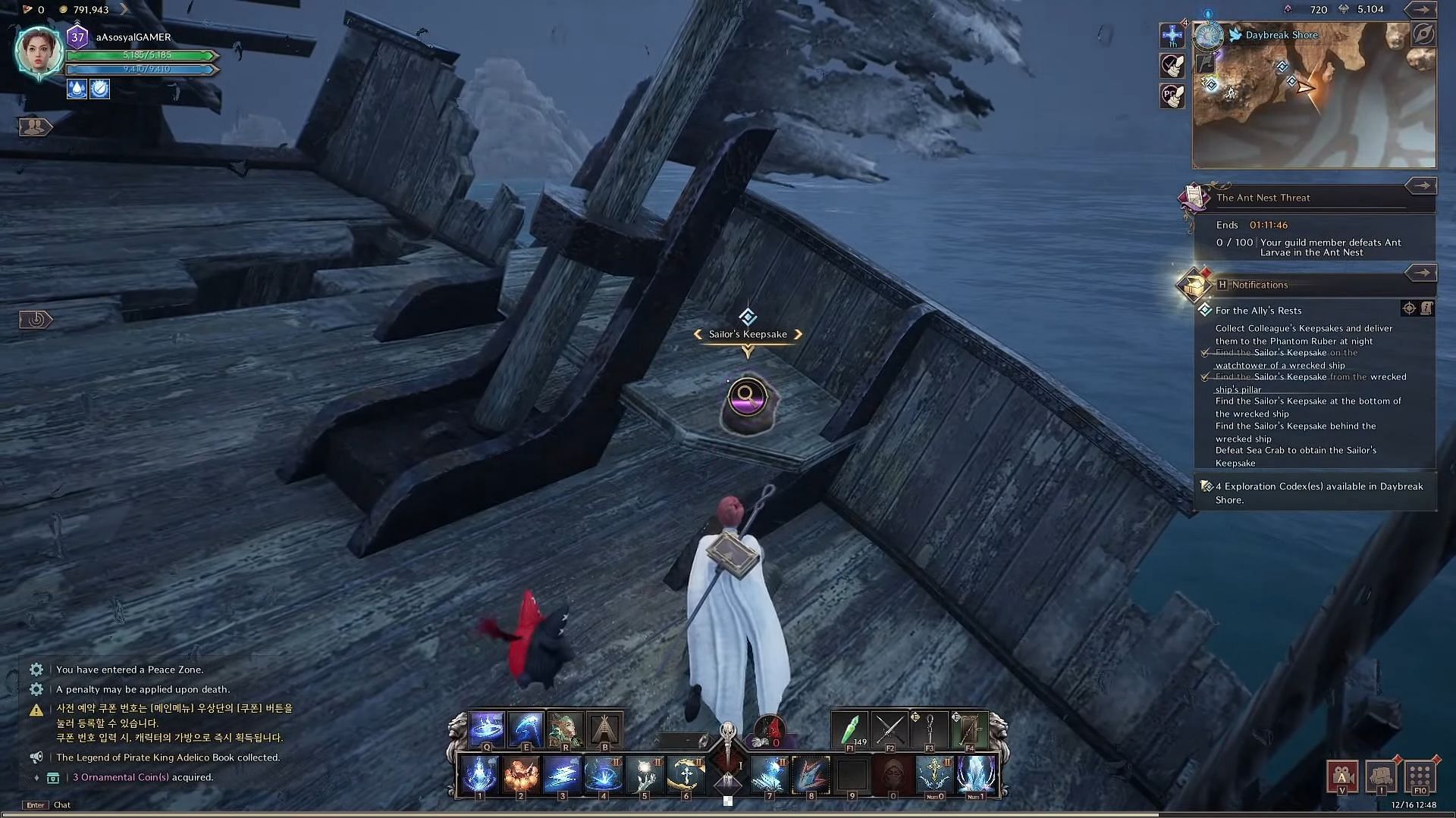 Sailor&#039;s Keepsake behind the wrecked ship (Image via NCSoft || YouTube/A asosyal Gamer/YouTube)