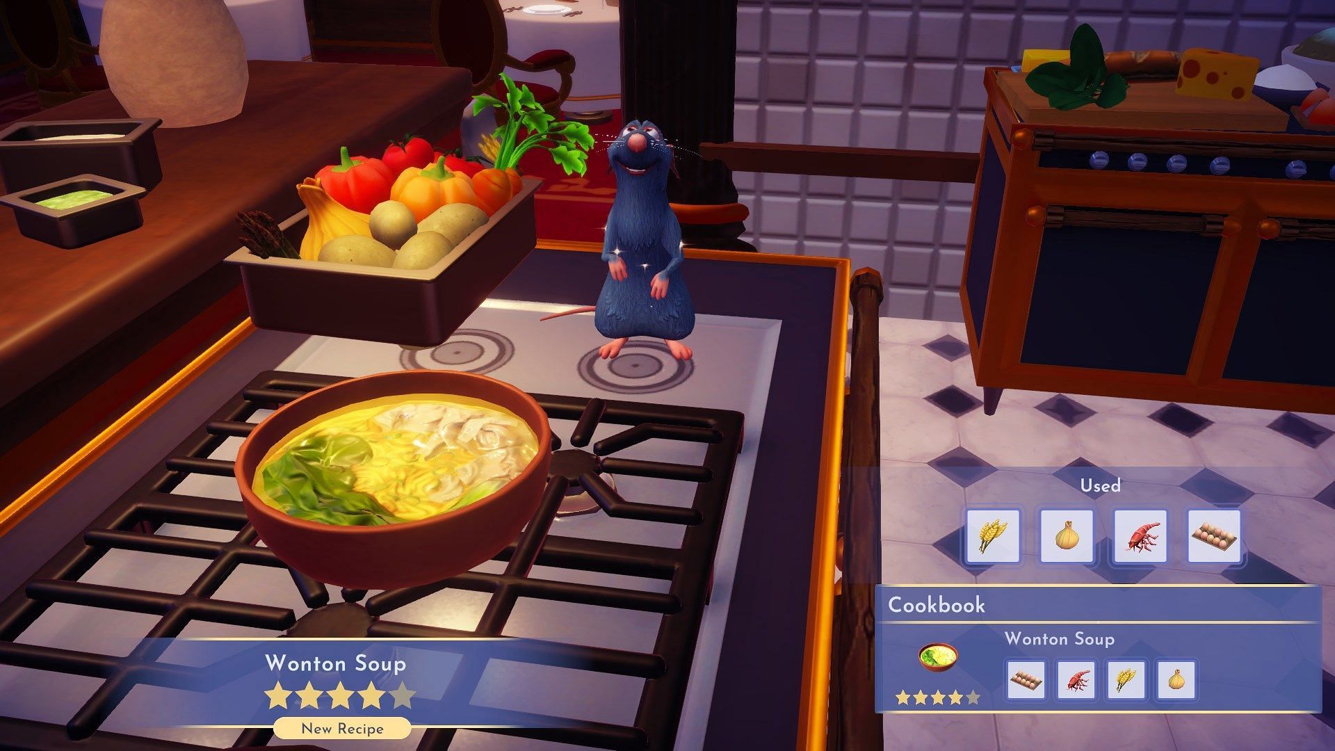 You need four distinct ingredients to prepare Wonton Soup (Image via Gameloft)