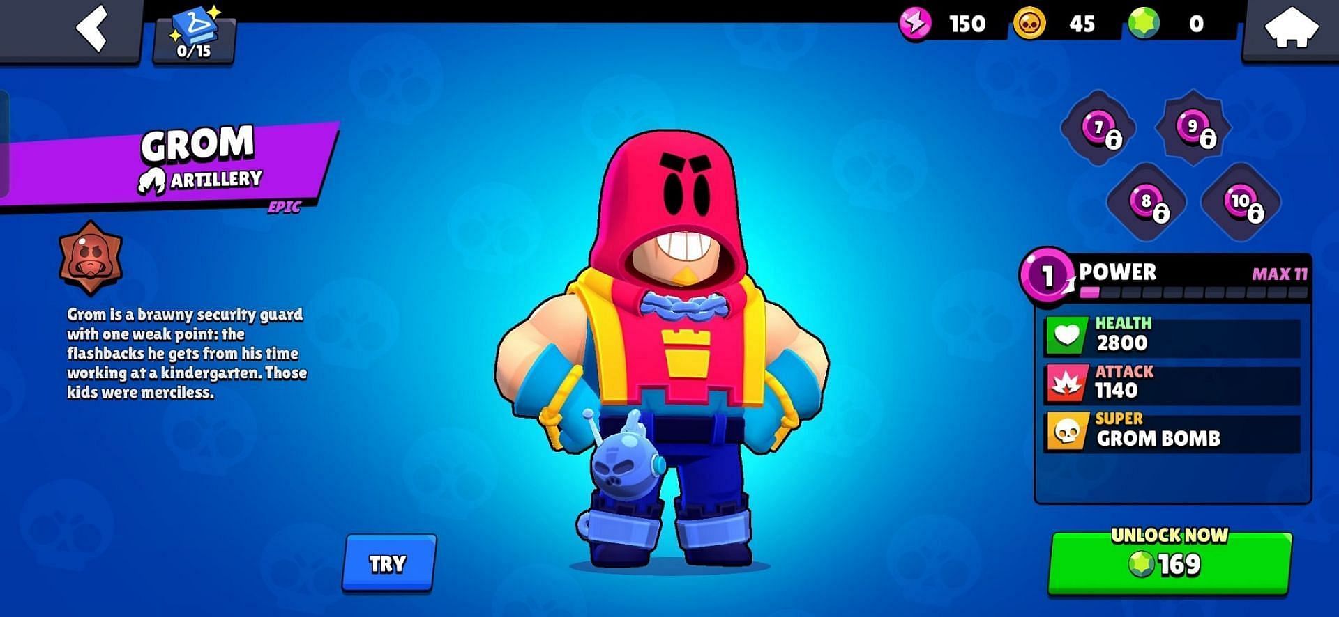 Grom can be bought with 169 gems (Image via Supercell)