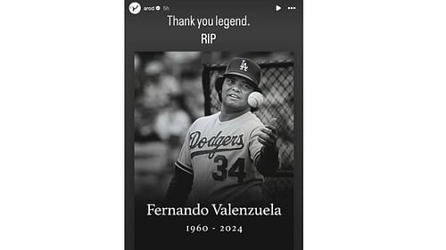 Alex Rodriguez posted about Fernando Valenzuela's death (Instagram/arod)