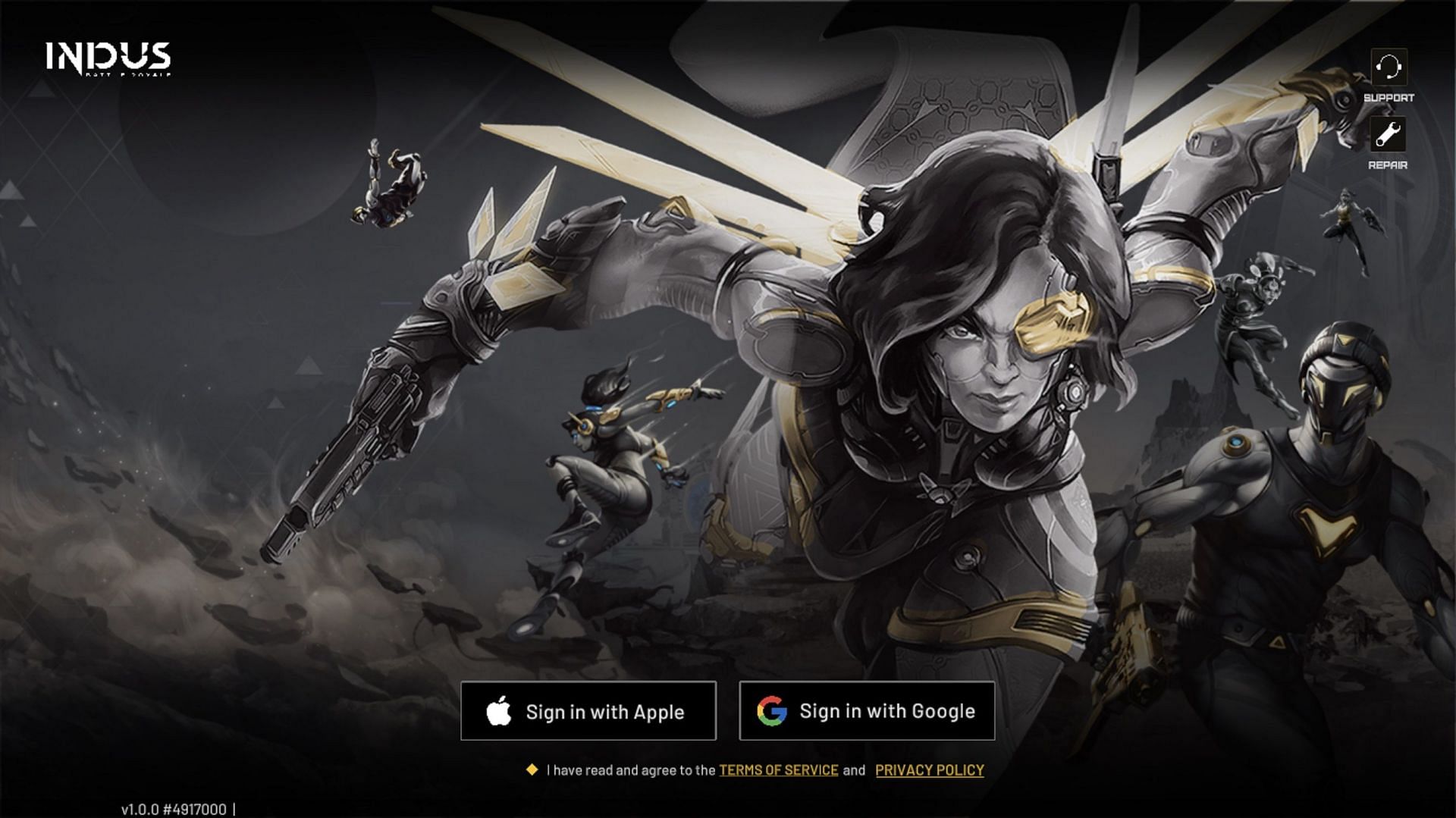 Picture of Indus Battle Royale login page