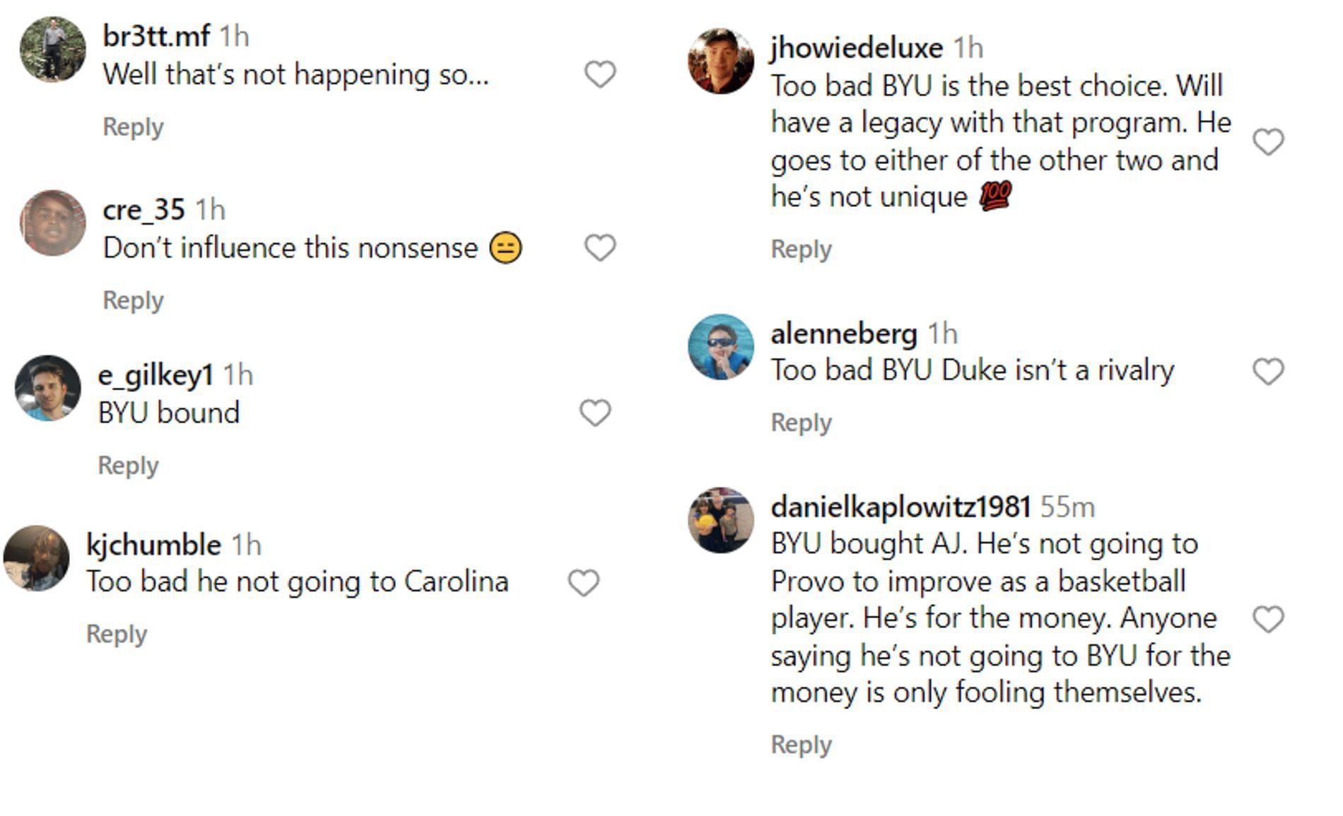 More fans react to possible AJ Dybantsa commitment to UNC (Source: Instagram/br_hoops)