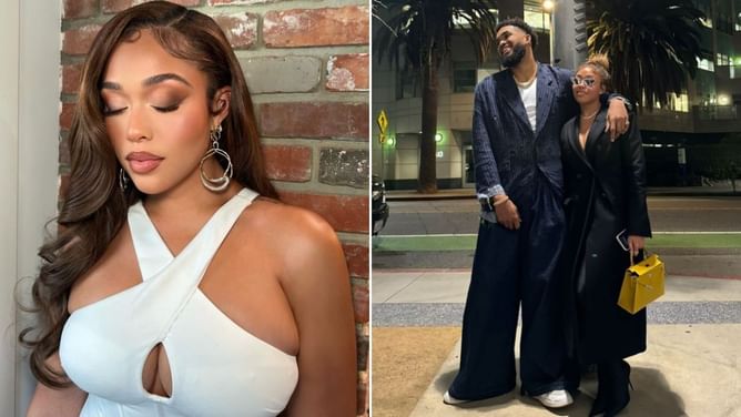 Karl-Anthony Towns' girlfriend Jordyn Woods makes stunning appearance at Mariah Carey’s AMA performance