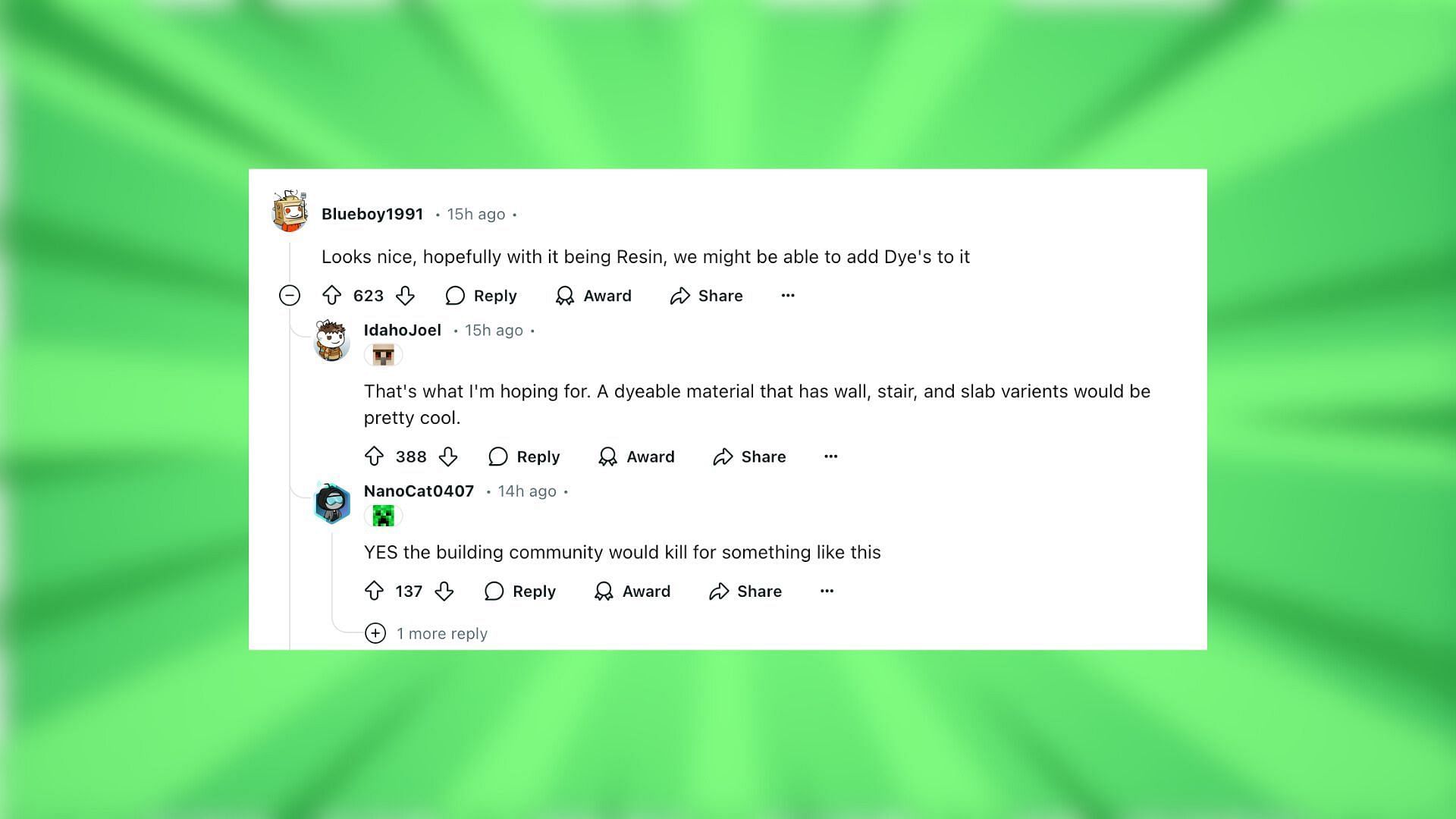 Redditors react to the resin block in Minecraft (Image via Reddit/reesespieceskup)