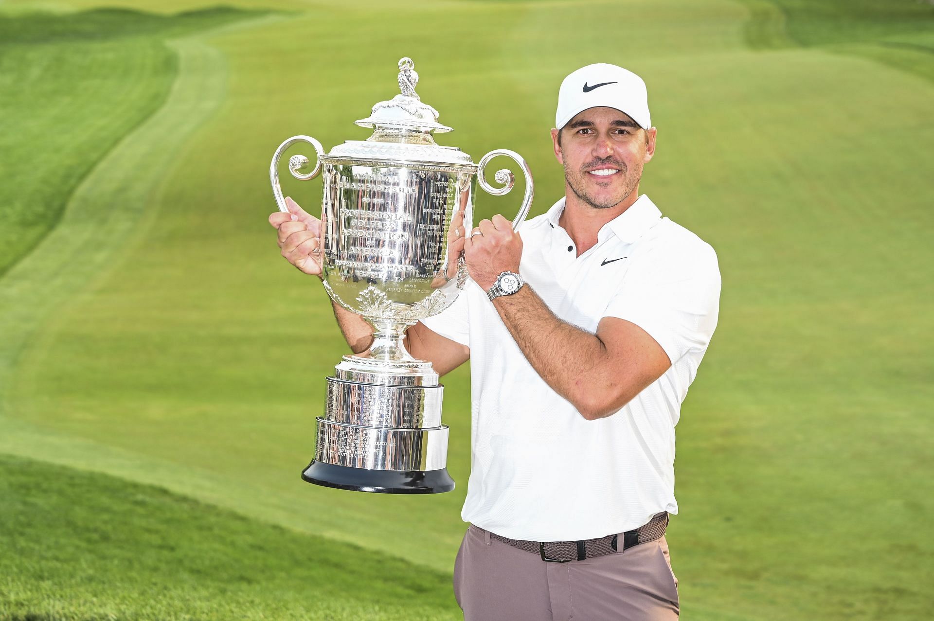 Brooks Koepka with his 2023 PGA Championship trophy (Source: Getty)