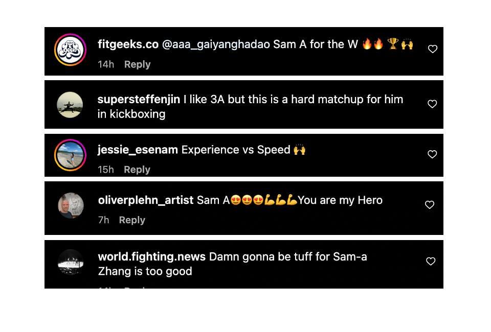 Screenshot of fans&#039; comments. [ONE Championship/Instagram, screenshot]