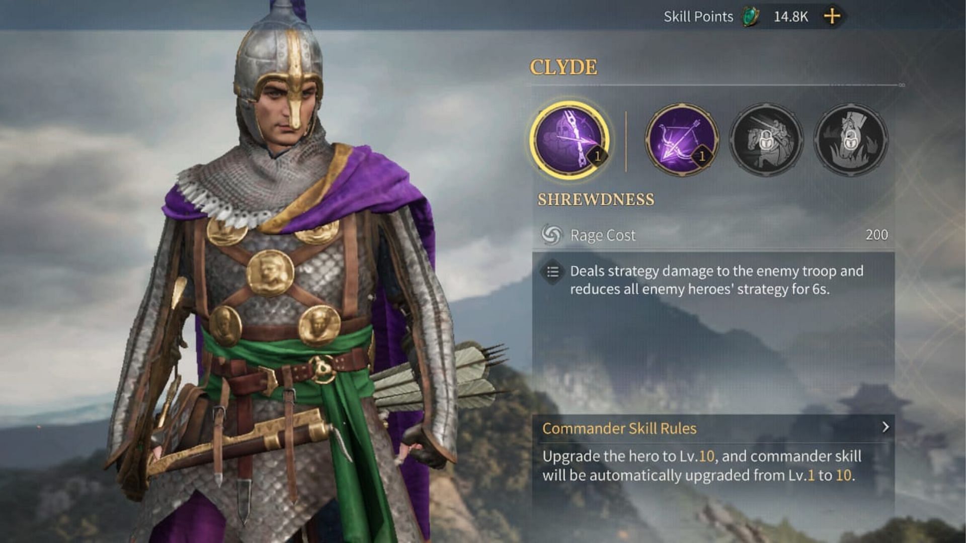 Clyde&#039;s stats in Age of Empires Mobile (Image via Level Infinite)