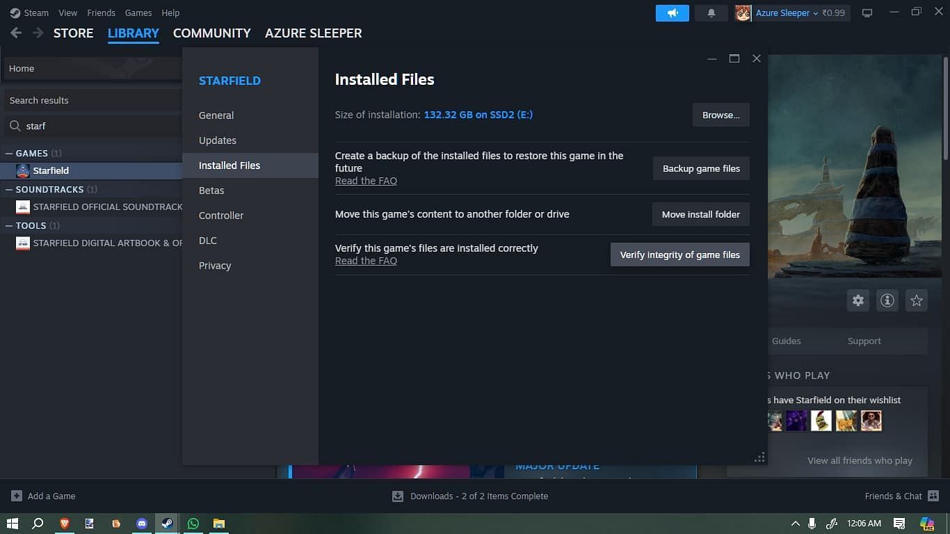 Verify game files first and foremost (Image via Steam)