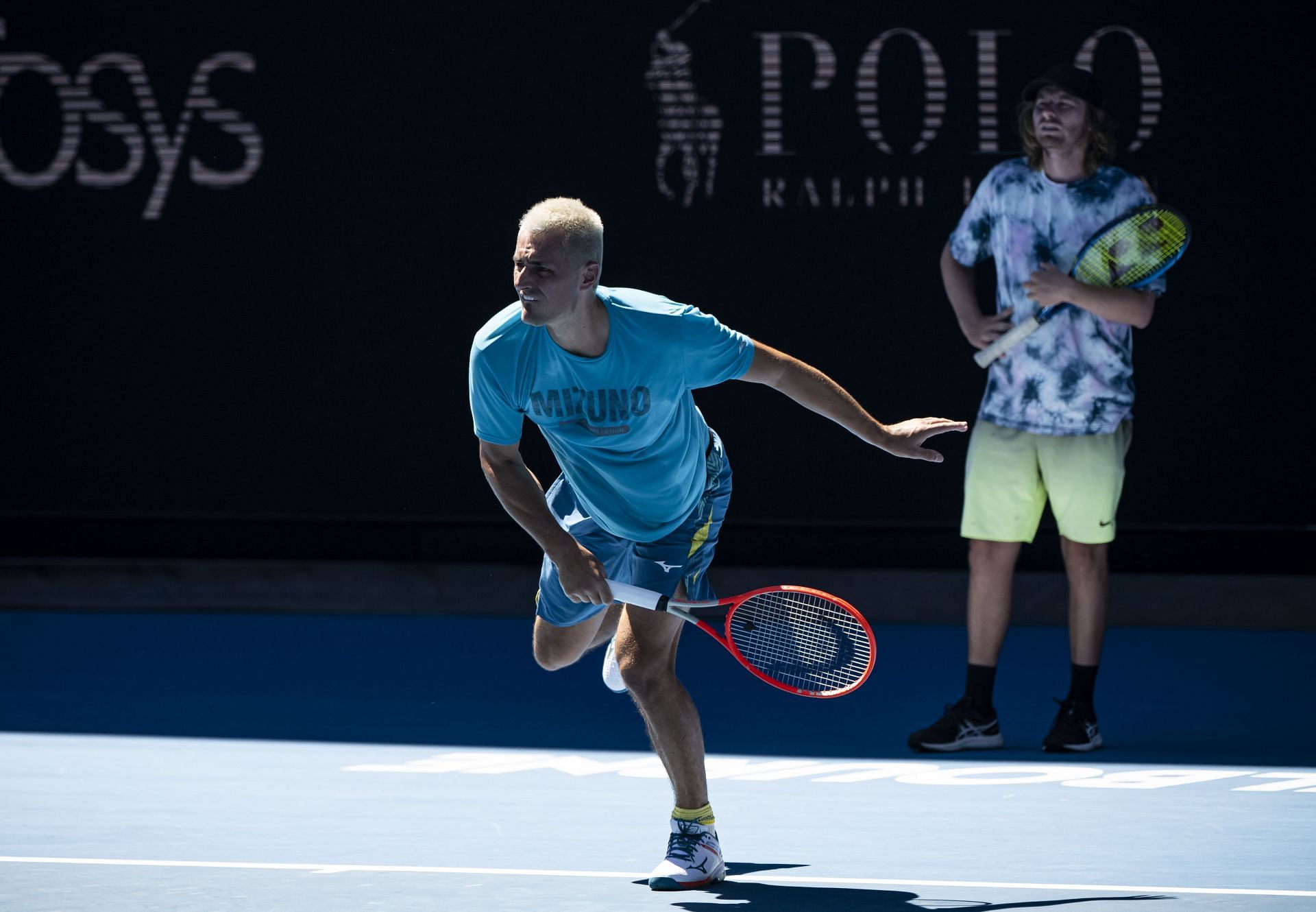 Tomic while training in the 2022 Australian Open - Source: Getty