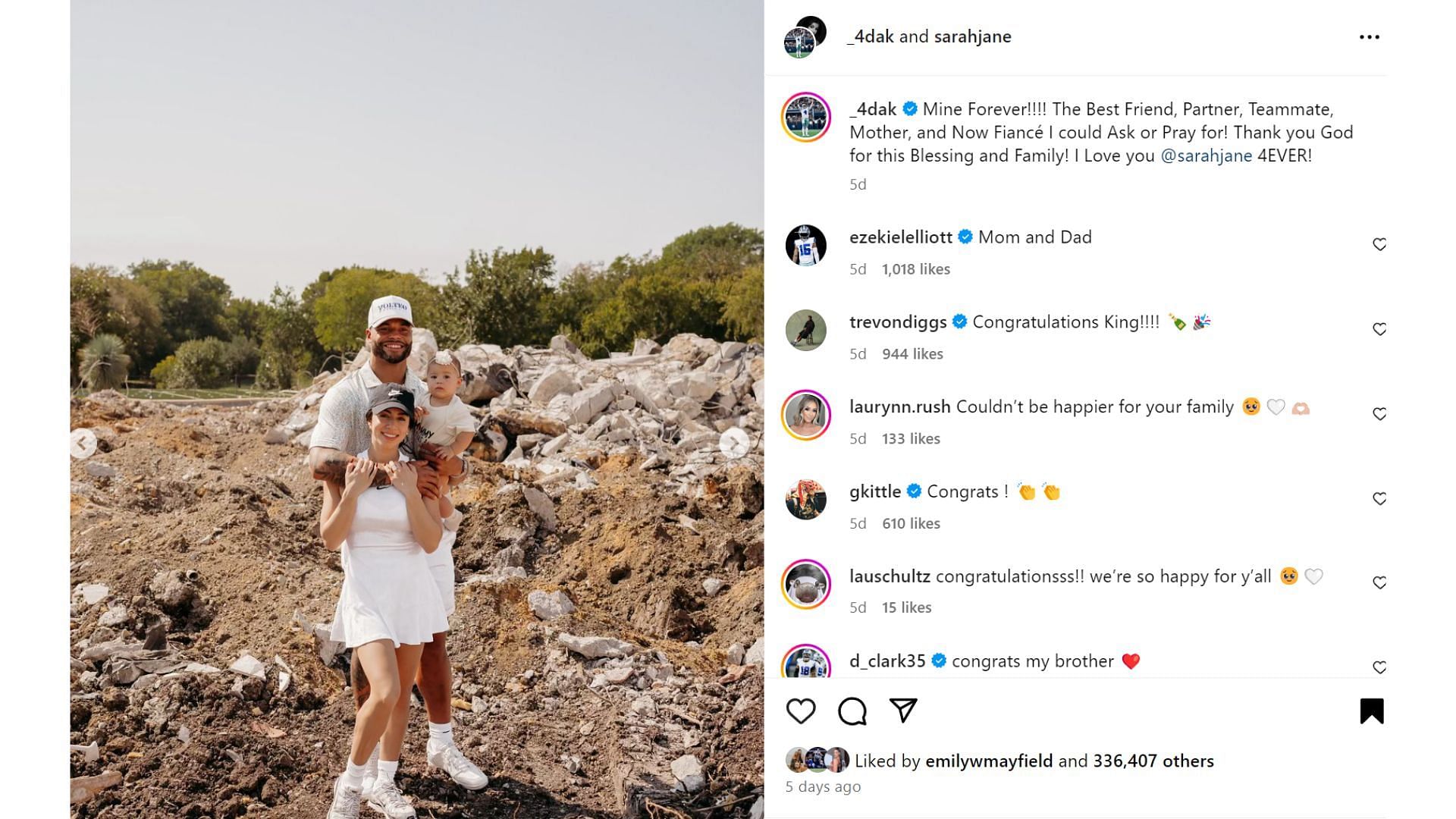 Dak Prescott and Sarah Jane share snaps from golf course engagement [Image credit: @_4dak IG]