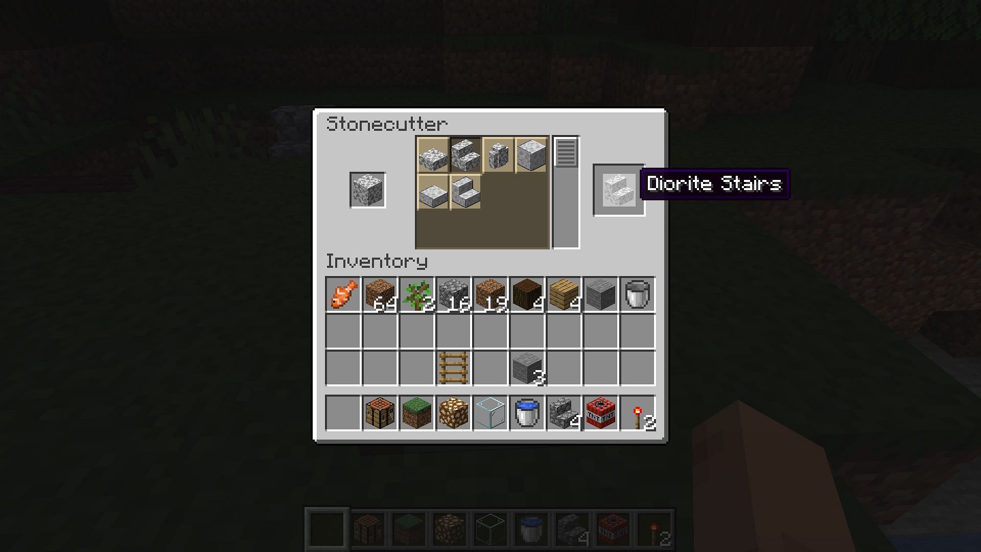 Select the stairs from the menu (Image via Mojang Studios)