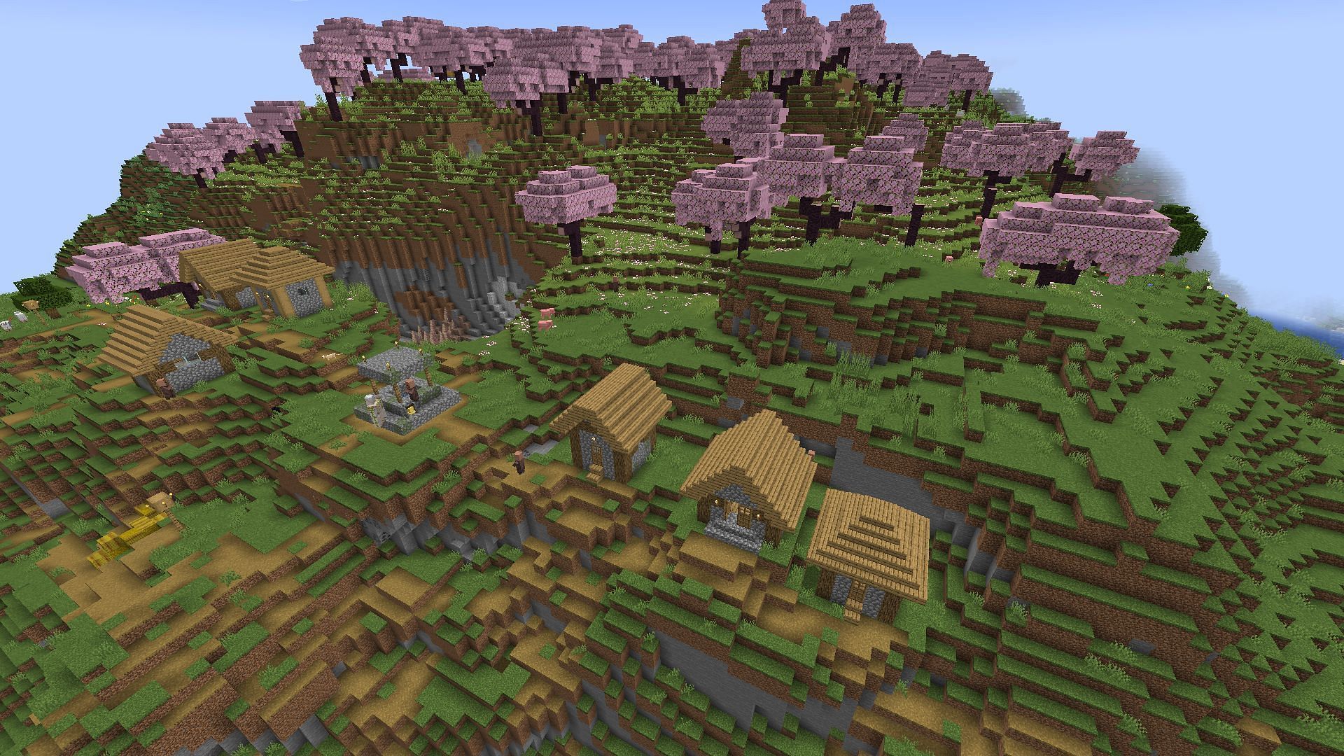 Explore this beautiful seed to find many structures (Image via Mojang)