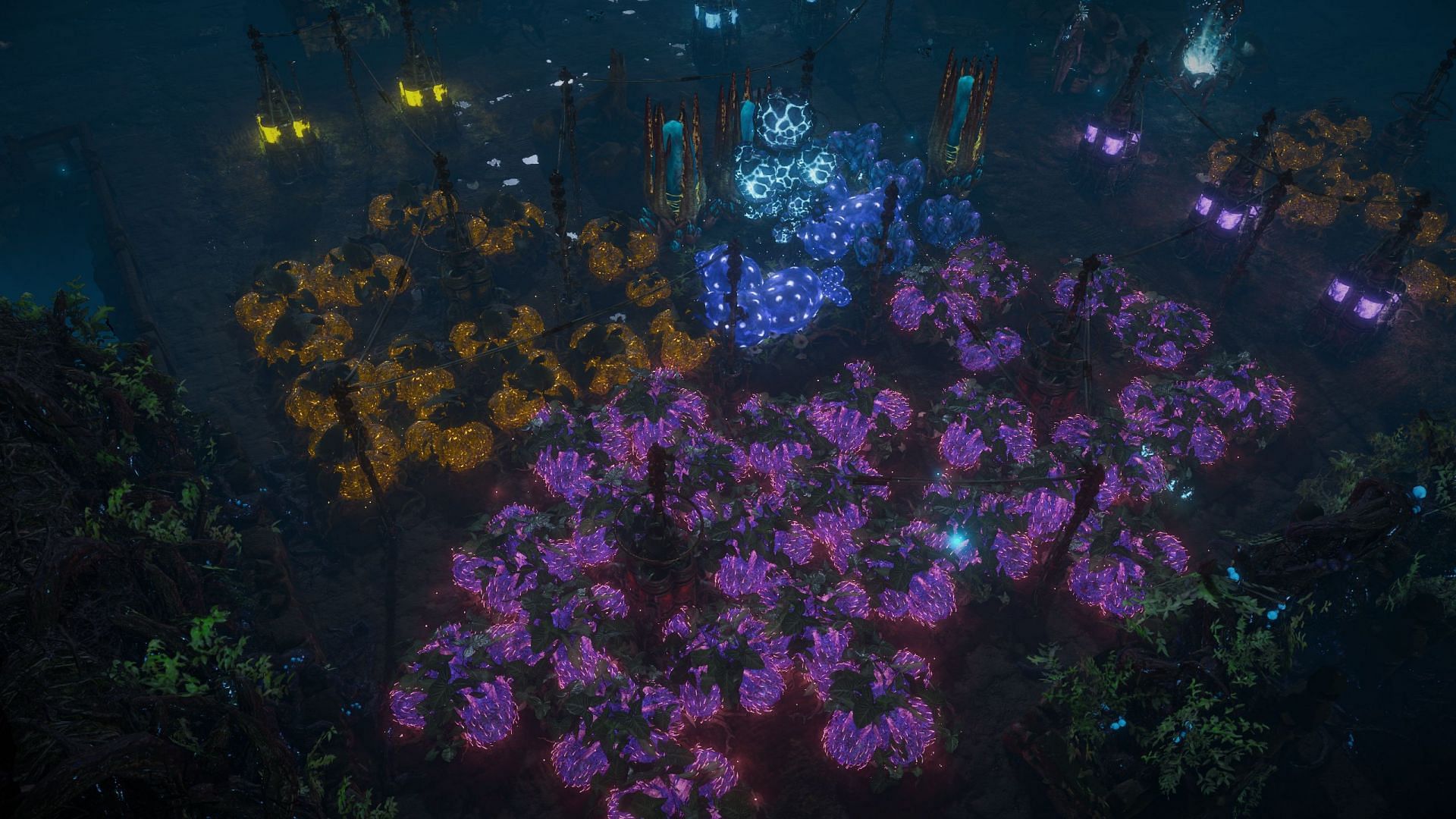 Harvest plots blooming (Image via Grinding Gear Games)