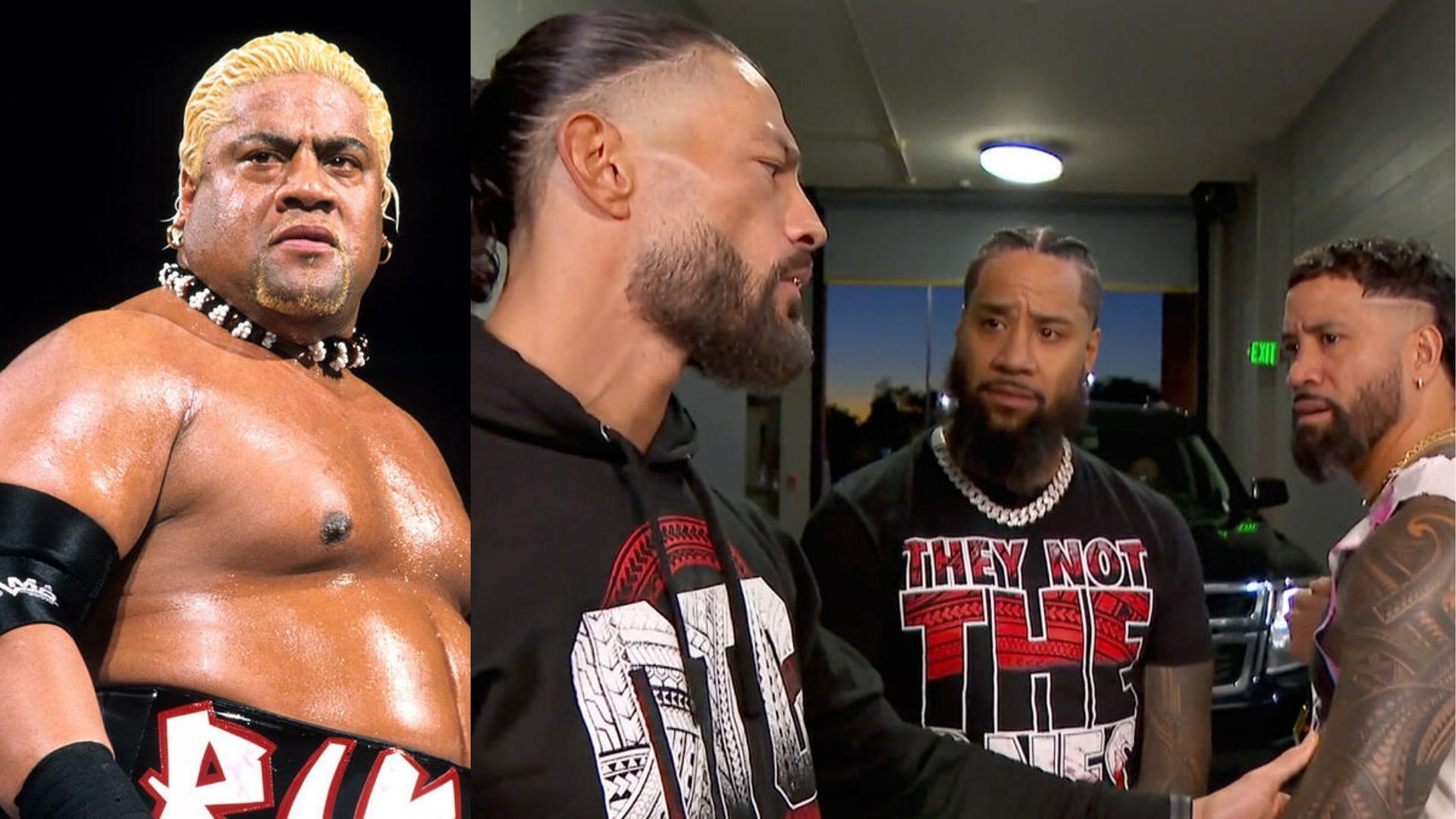 Rikishi (left), Roman Reigns, Jimmy Uso, and Jey Uso (right) (Image Credits: WWE.com)