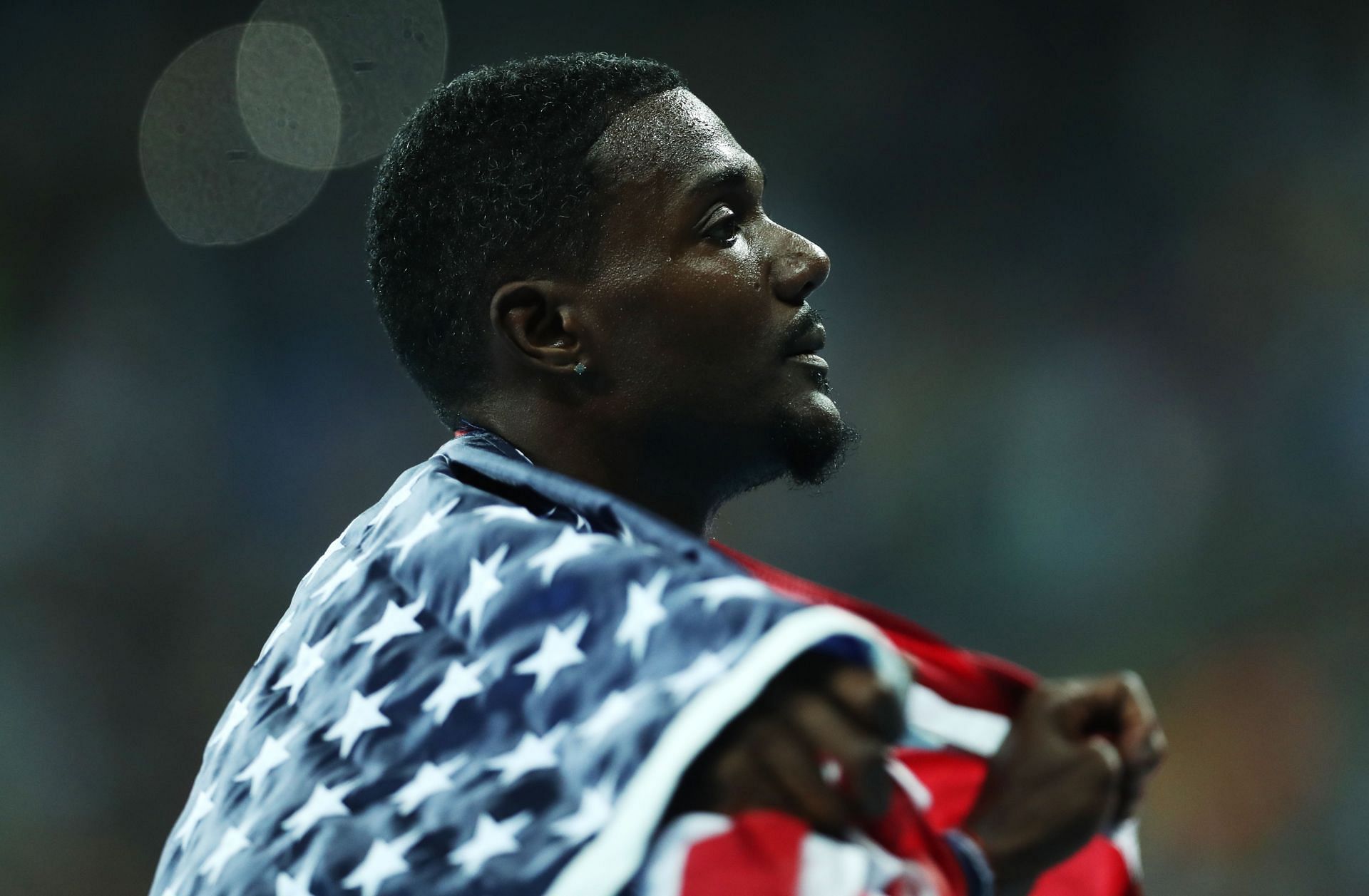 Gatlin on the 14th day of the 2016 Rio Olympics during the 4x100m relay event (Image via: Getty Images)