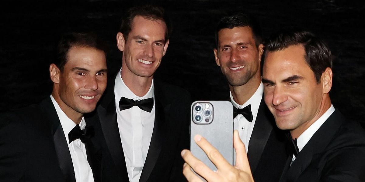 From left to right: Rafael Nadal, Andy Murray, Novak Djokovic and Roger Federer at the 2022 Laver Cup (Source: Instagram/Laver Cup)