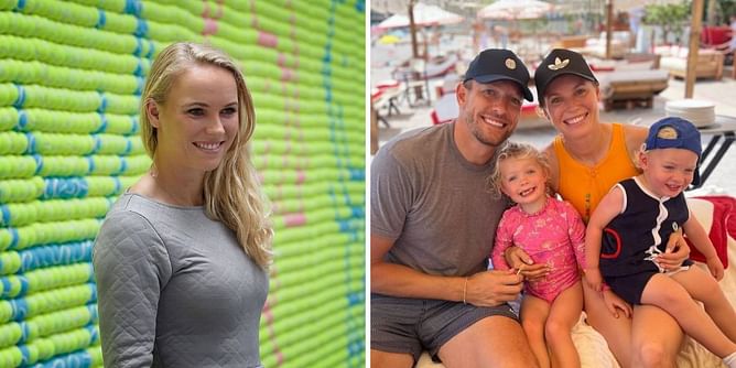 PICTURE: Caroline Wozniacki's baby son James emulates her; adorably shows off his "first" tennis racket