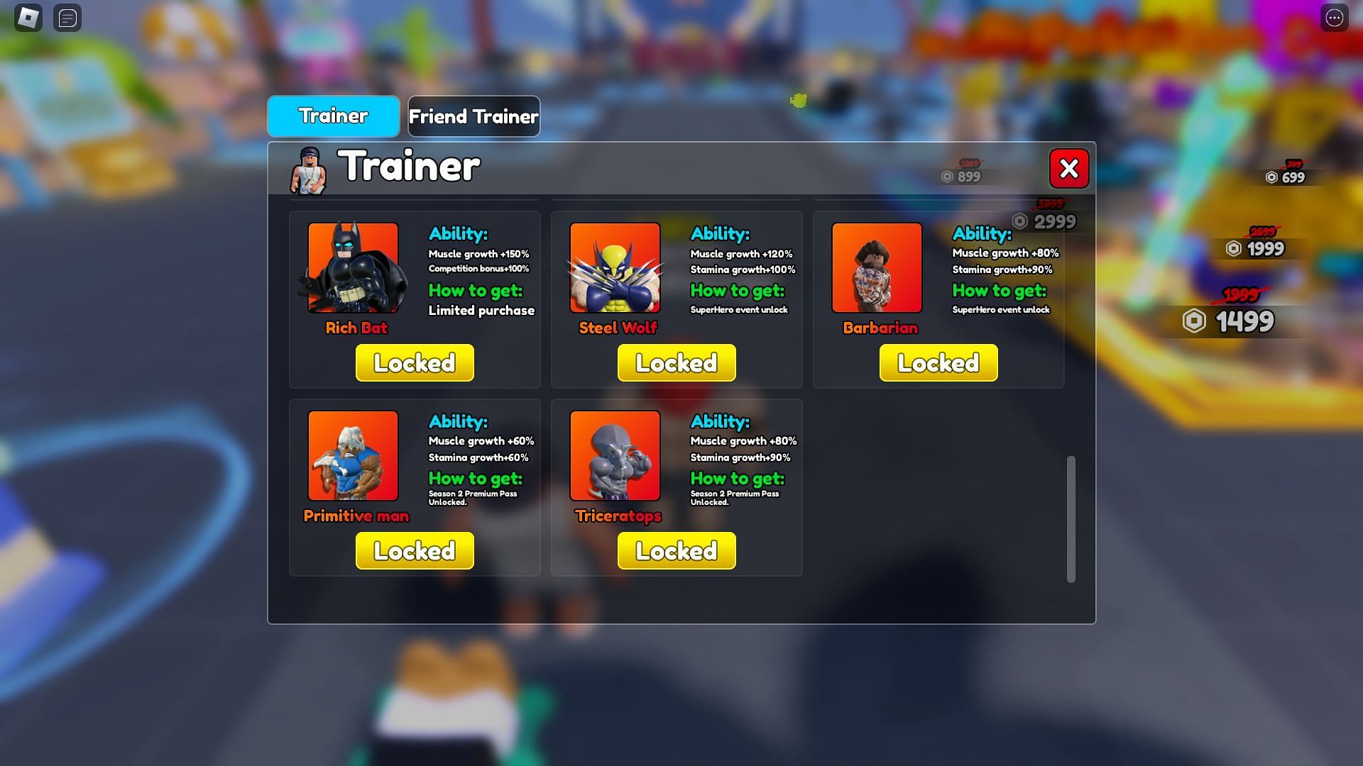 Selection of Trainers (Image via Roblox)