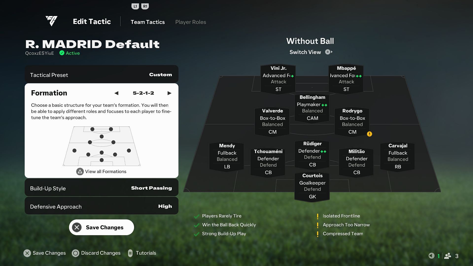 Best custom tactics for 5-2-1-2 in FC 25 (Image via EA Sports)