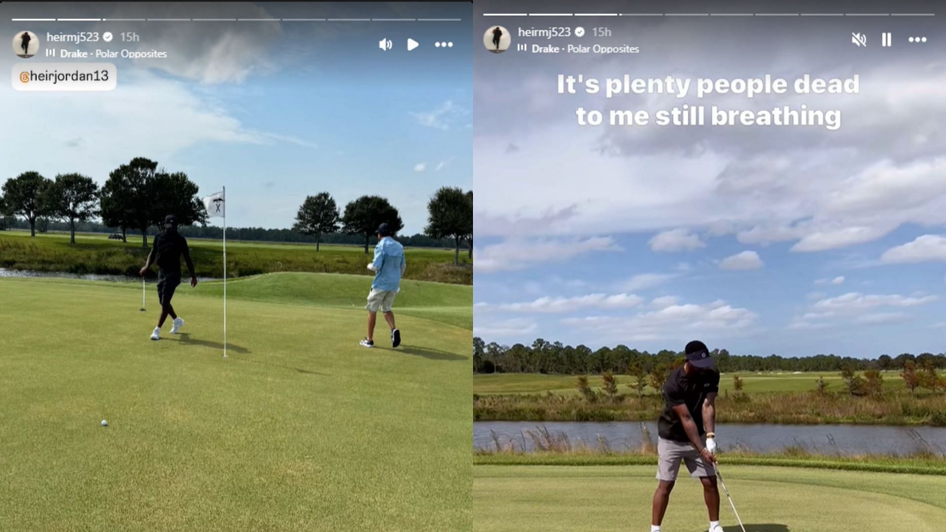 Marcus and Jeffrey Michael Jordan play golf