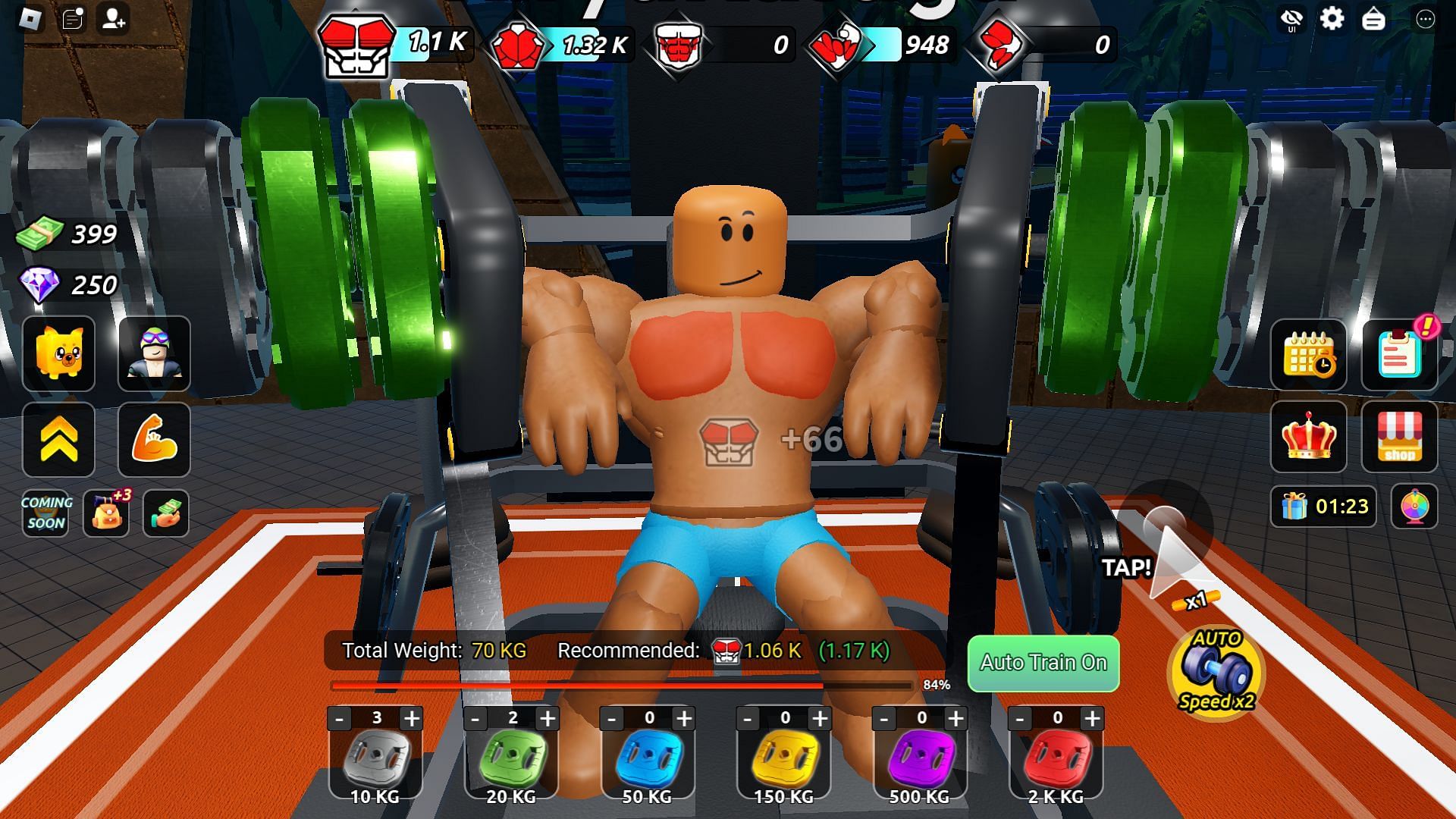 Training chest muscles (Image via Roblox)