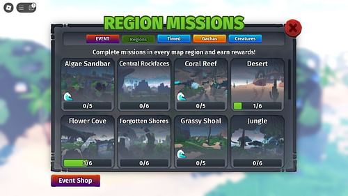 Region Missions menu (Image via Roblox)