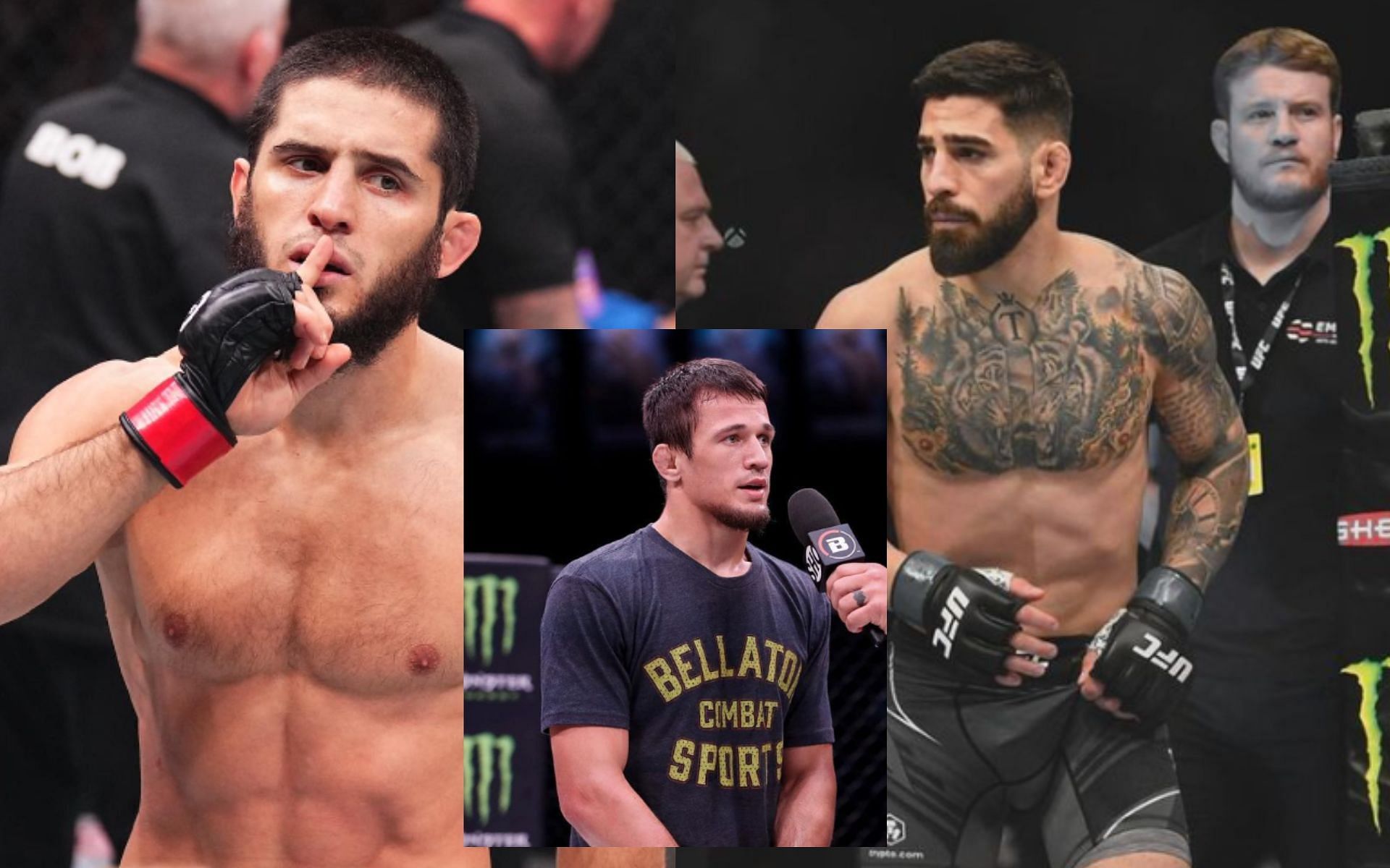 Ilia Topuira ignites feud with Islam Makhachev and Usman Nurmagomedov. [Images courtesy: @iliatopuria, @usman_nurmagomedov and @islam_makhachev on Instagram]