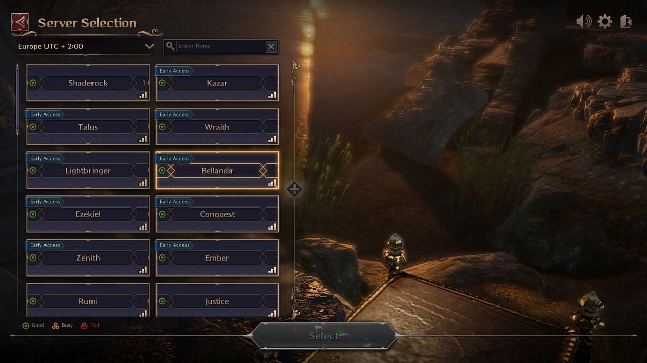 Check server status before choosing one (Image via NCSoft)