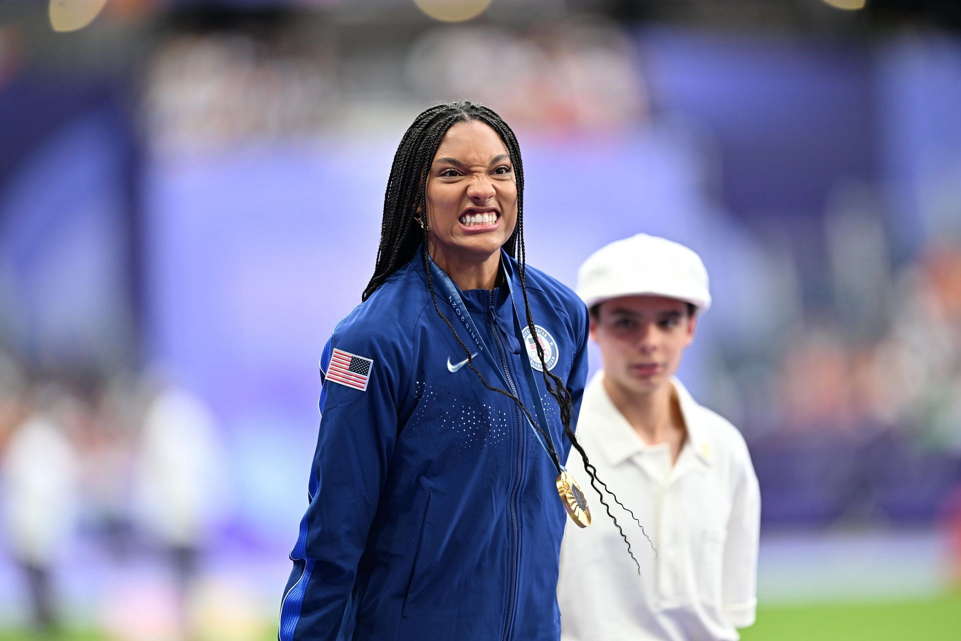 Tara Davis-Woodhall at the Paris Olympics- Source: Getty