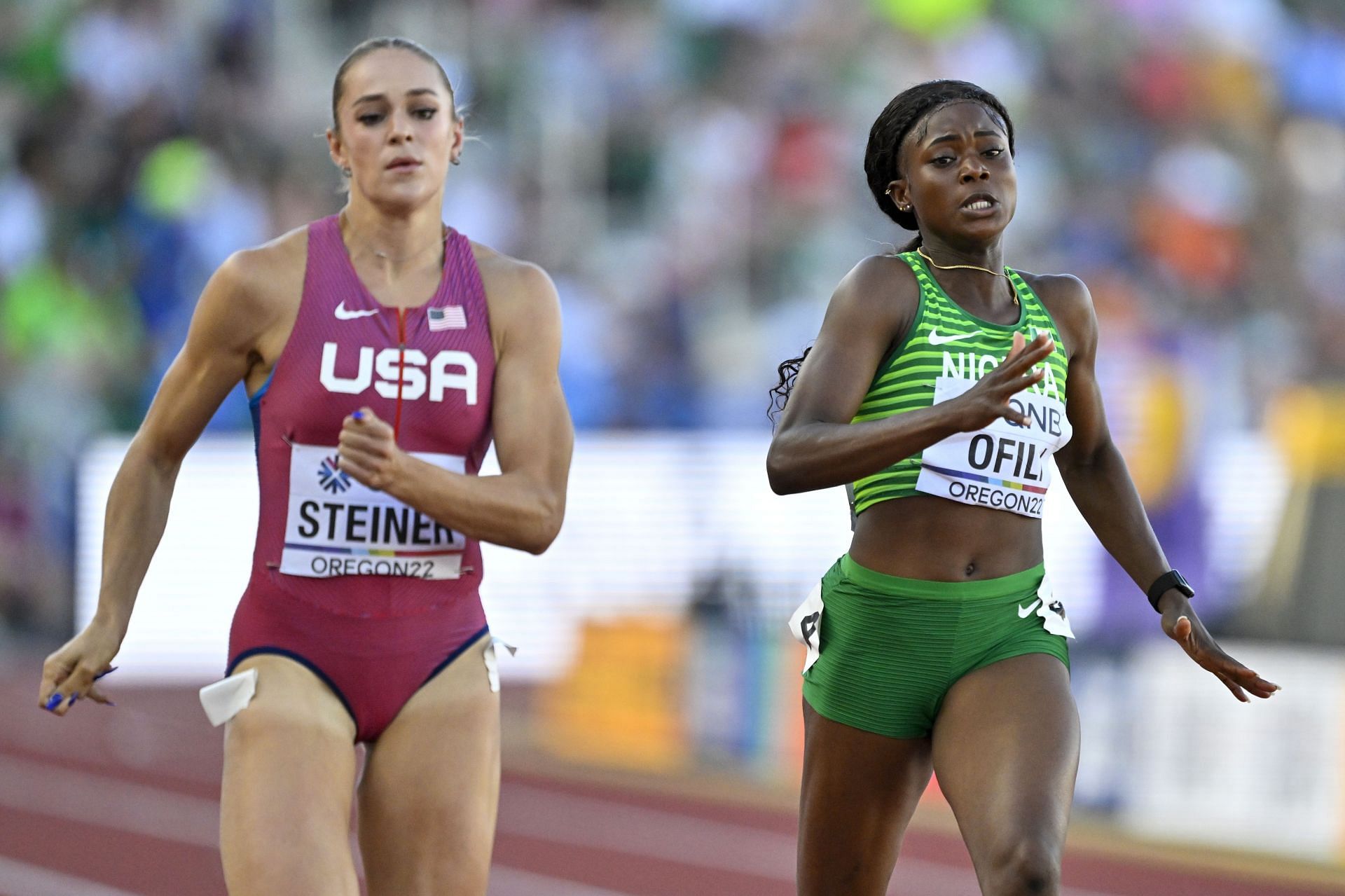 Abby Steiner at the World Athletics Championships (Image via Getty)