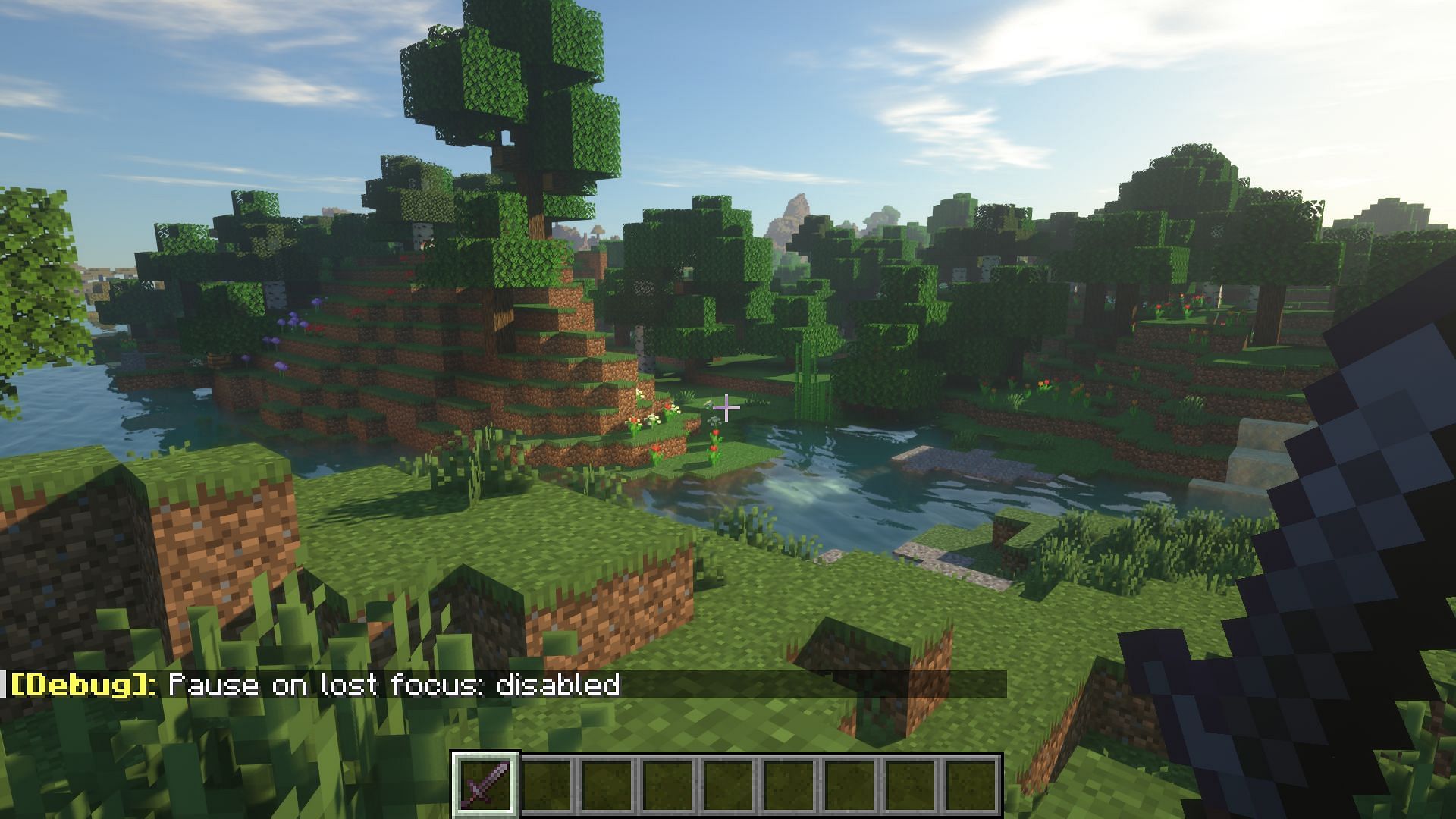 Use the debug command to stop Minecraft from pausing when it loses focus (Image via Mojang Studios)