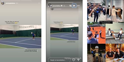 Emma and Ben Shelton's Instagram stories. (Images: Instagram @benshelton & @_emmashelton)
