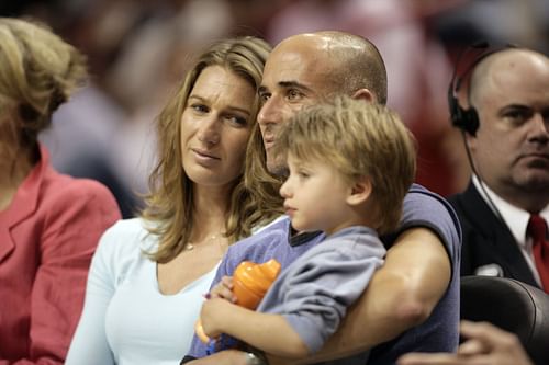 Andre Agassi, Steffi Graf and their son Jaden (Source: Getty)