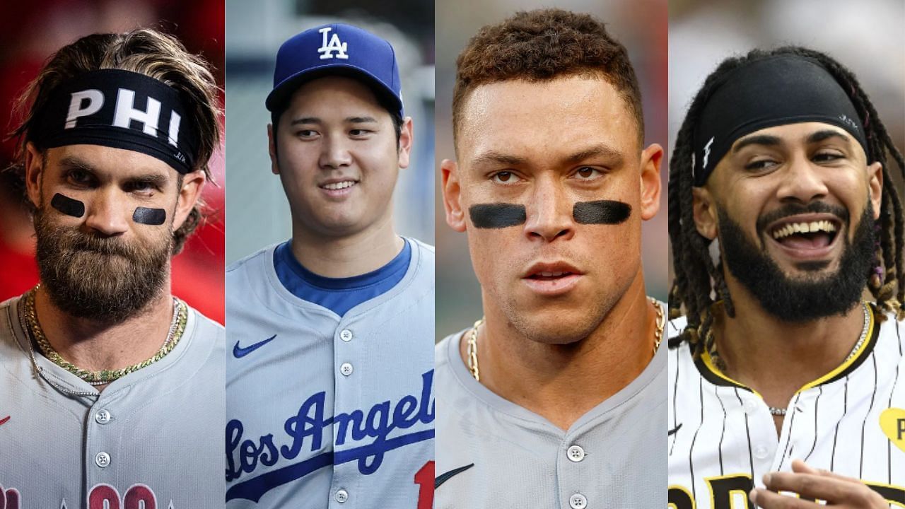 (Left to Right) Bryce Harper, Shohei Ohtani, Aaron Judge and Fernando Tatis Jr. (Images from - Getty)