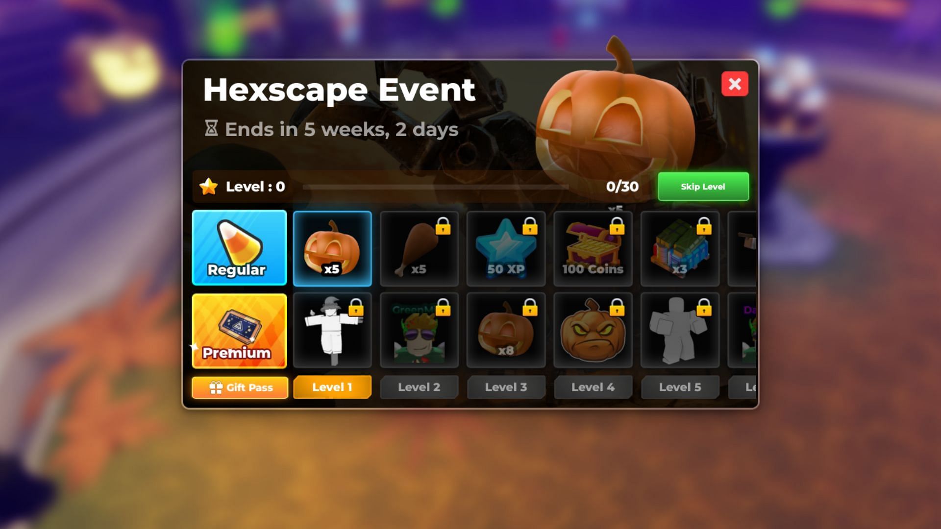 The Halloween Battlepass has 40 tiers (Image via Roblox)