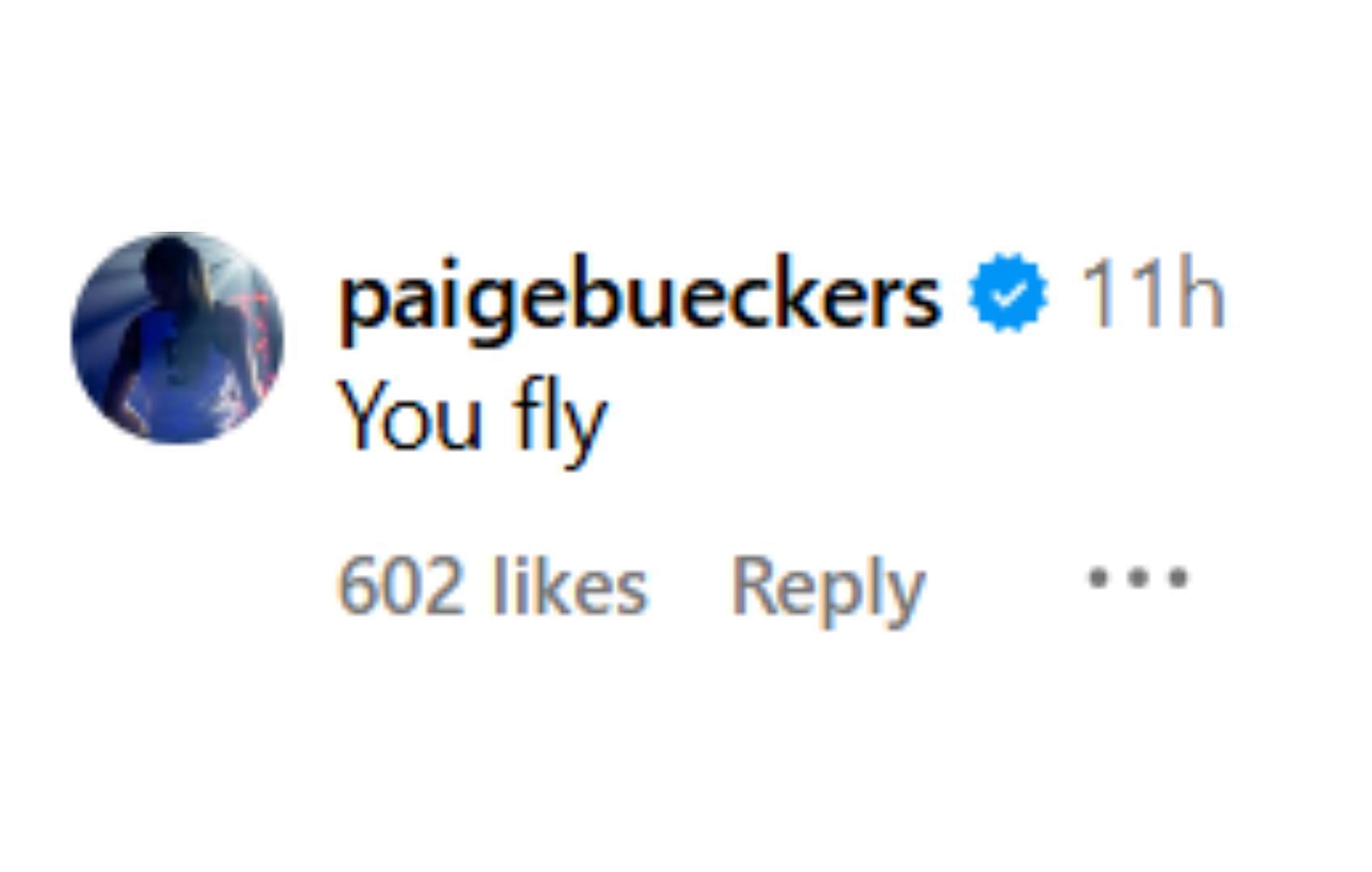 Paige Bueckers&#039; comment on Flau&#039;jae Johnson&#039;s post