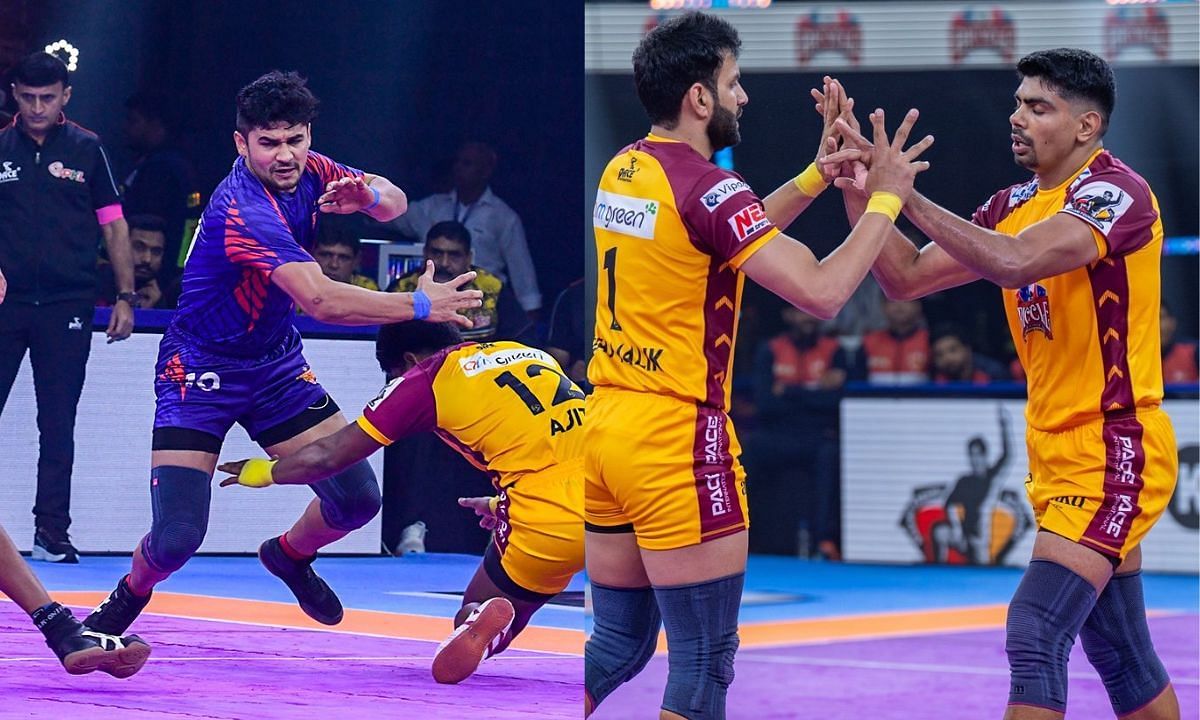 नवीन कुमार और पवन सेहरावत (Photo Credit - @DabangDelhiKC/@Telugu_Titans)