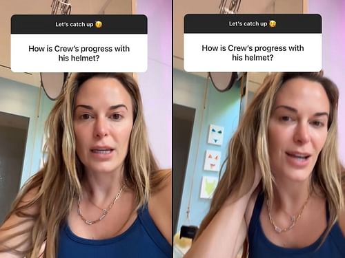 Brooks Koepka's wife, Jena Sims, shares an update on their son's helmet progress (Image via Instagram@jenamsims)