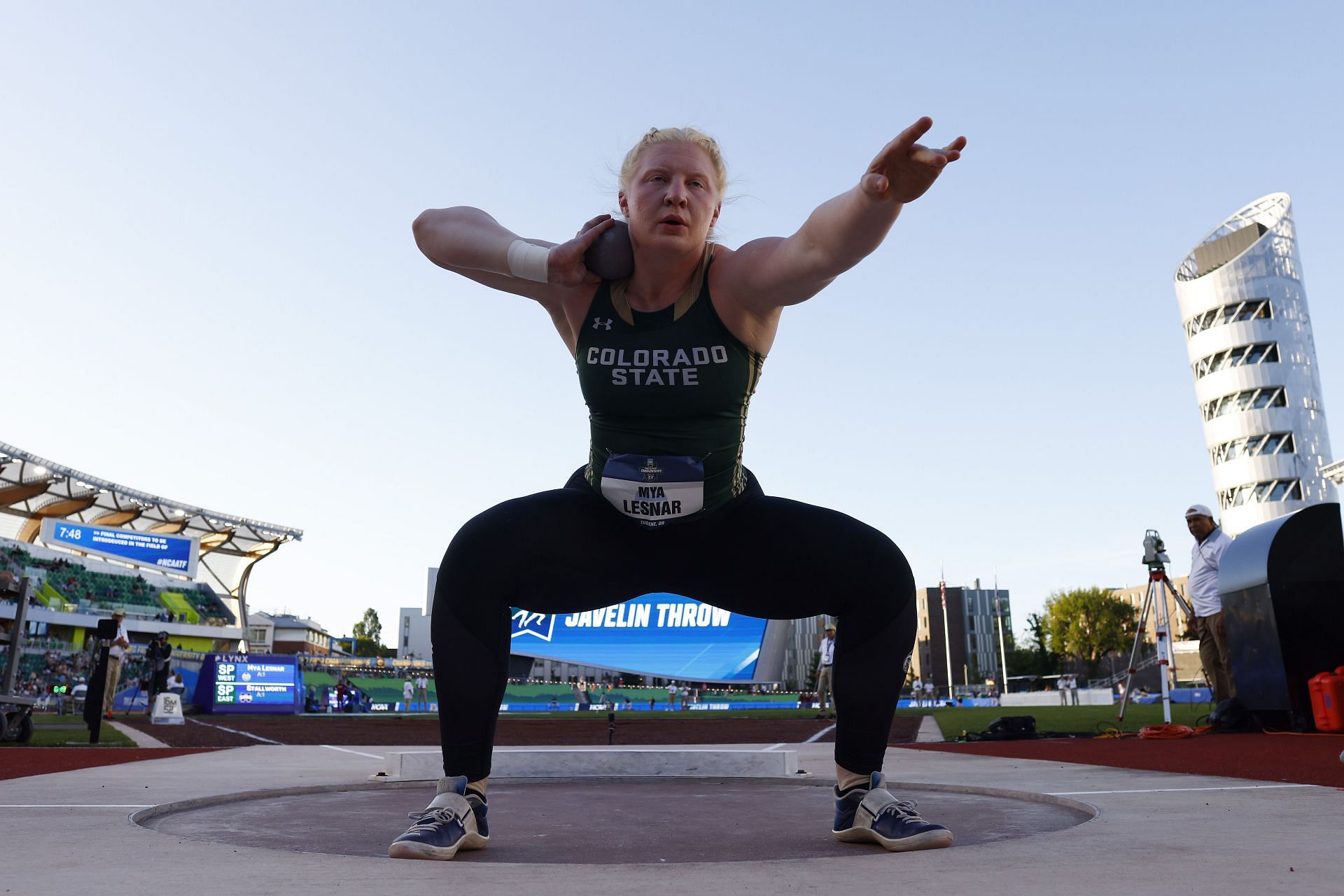 Mya Lesnar of the Colorado State Rams competes in the shot put during the Division I Men&#039;s and Women&#039;s Outdoor Track and Field Championship held at Hayward Field in Eugene, Oregon. (Photo via Getty Images)