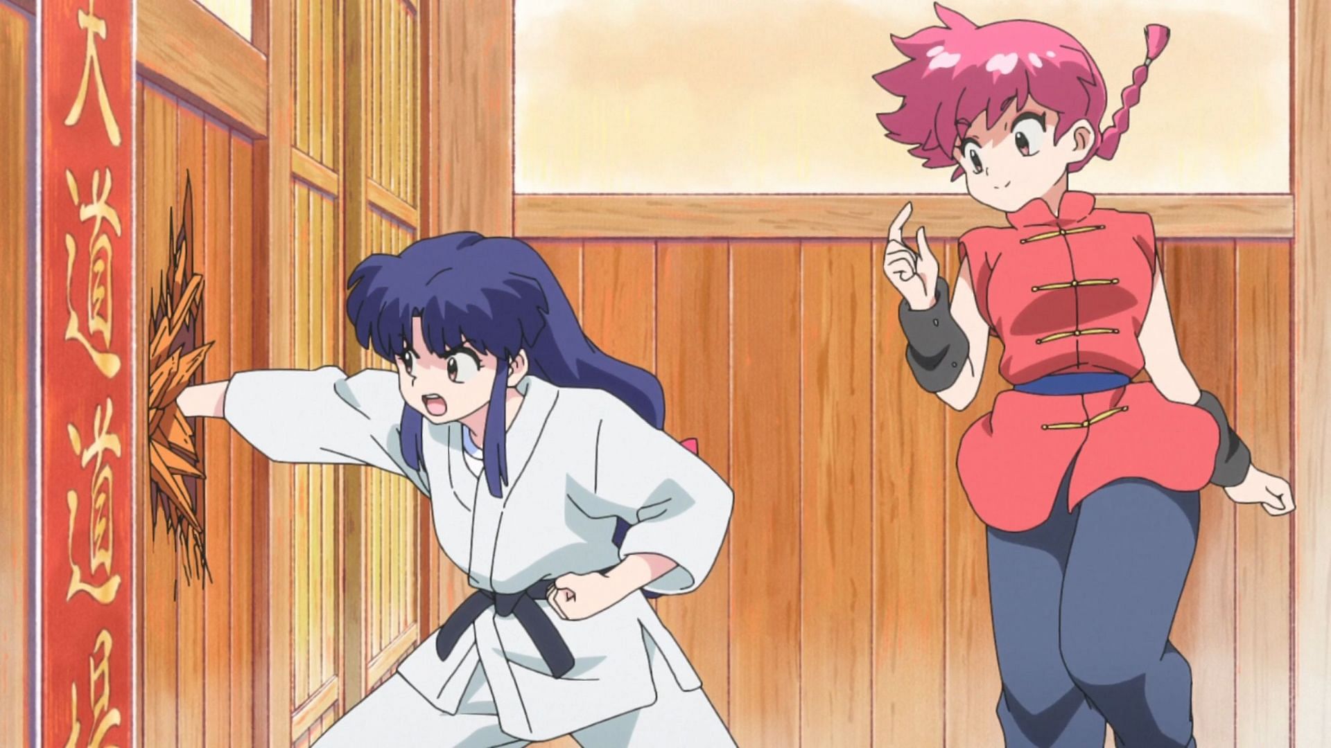 Akane and female Ranma fighting (Image via MAPPA).