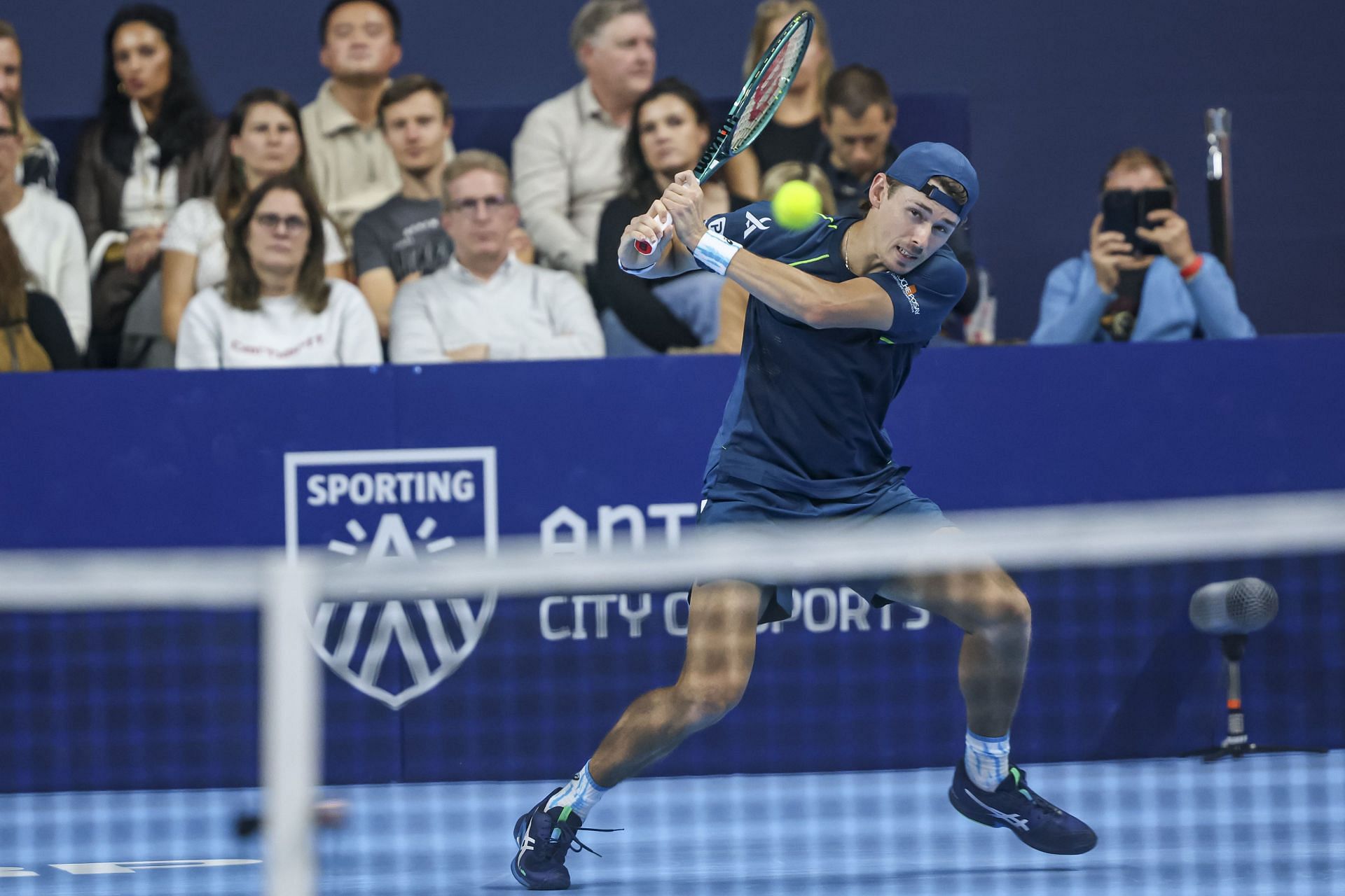 De Minaur plays a backhand in the European Open - Source: Getty