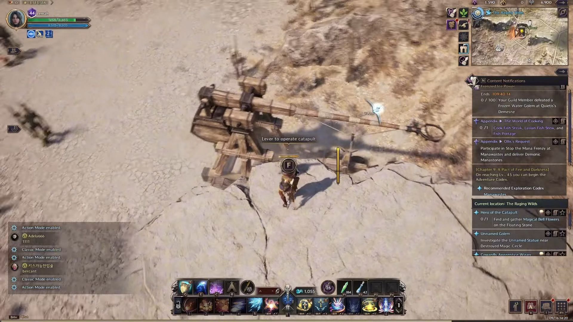 Catapult switch in Hero of the Catapult quest (Image via NC Soft/YouTube@WikiChamp)