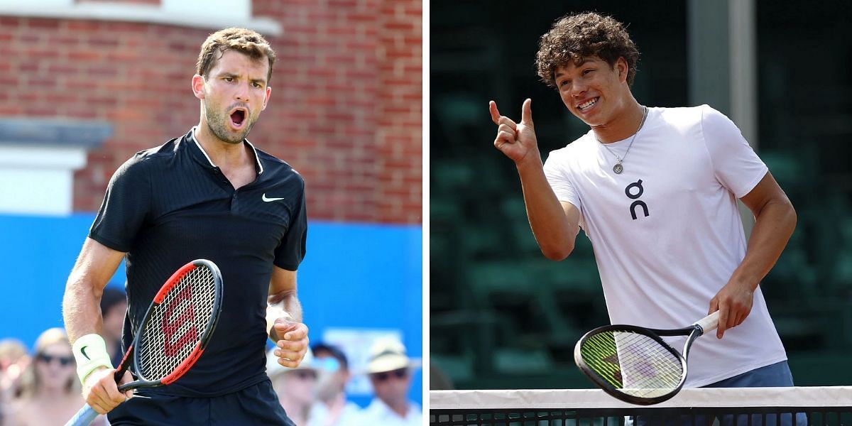 Grigor Dimitrov and Ben Shelton during practice on the ATP tour 