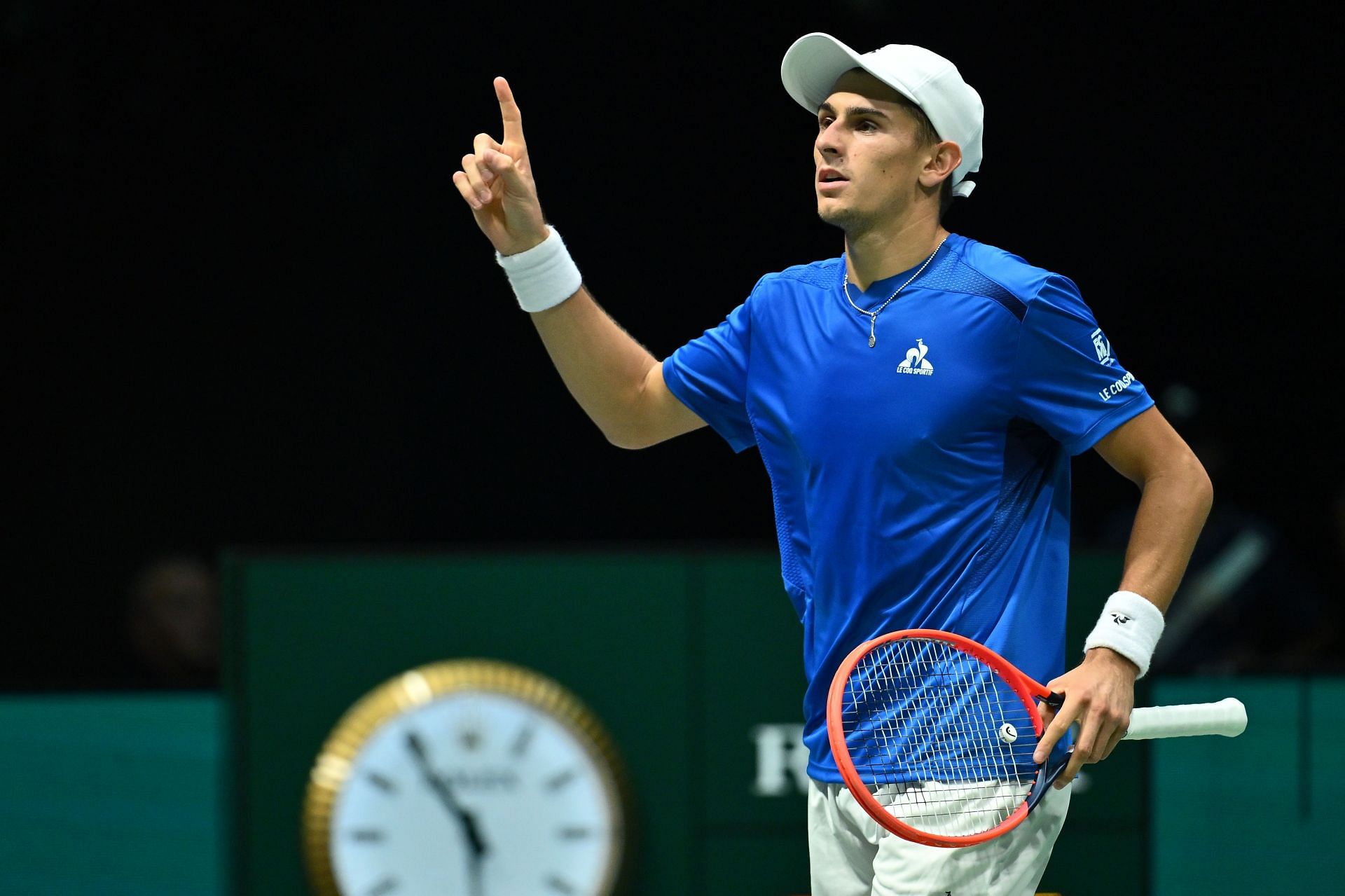 Arnaldi reacts after a point in the 2024 Davis Cup Finals - Source: Getty