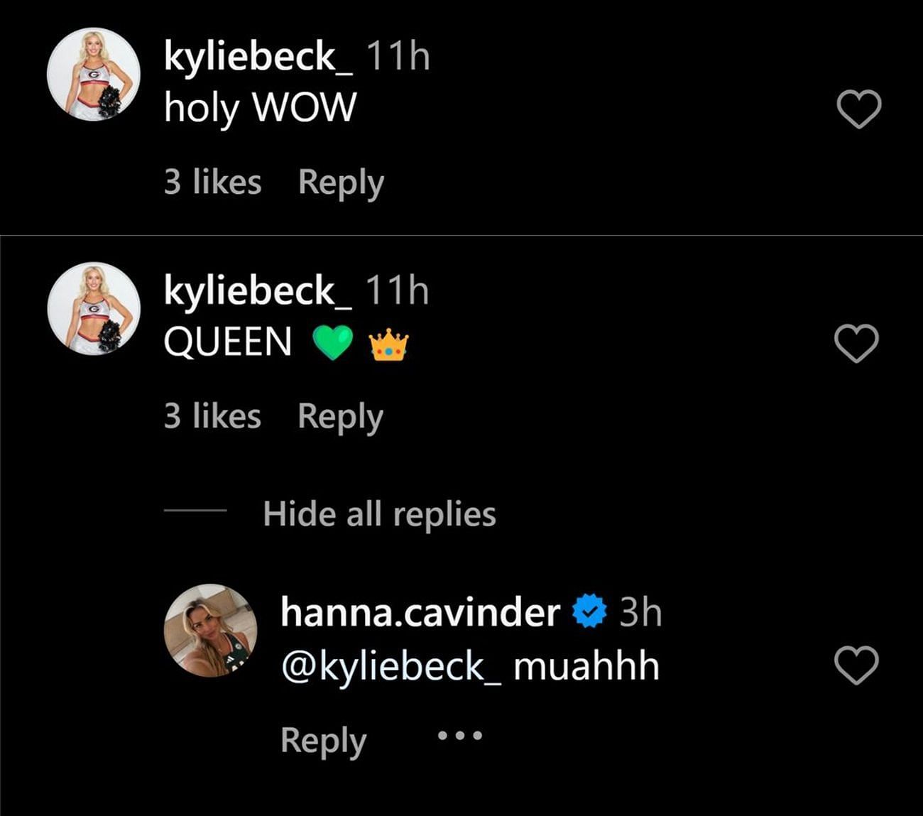 Kylie commented on Hanna&#039;s IG post