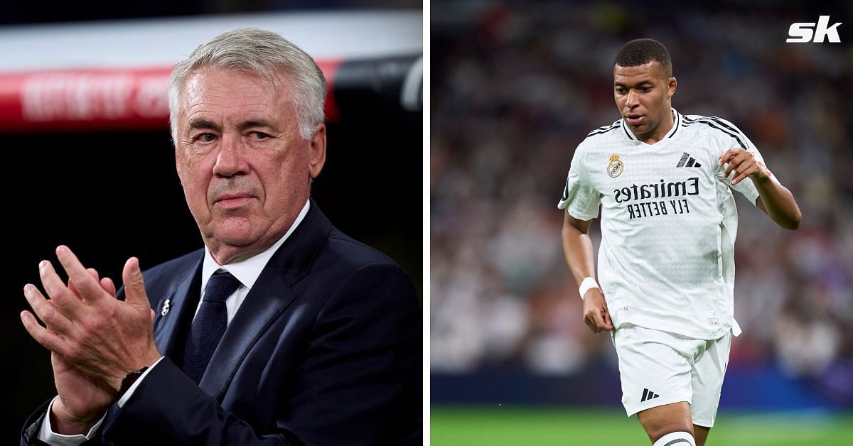 Carlo Ancelotti and Kylian Mbappe of Real Madrid. 