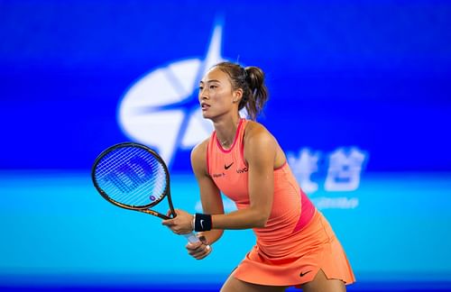 Zheng Qinwen in action at the 2024 Wuhan Open (Picture: Getty)