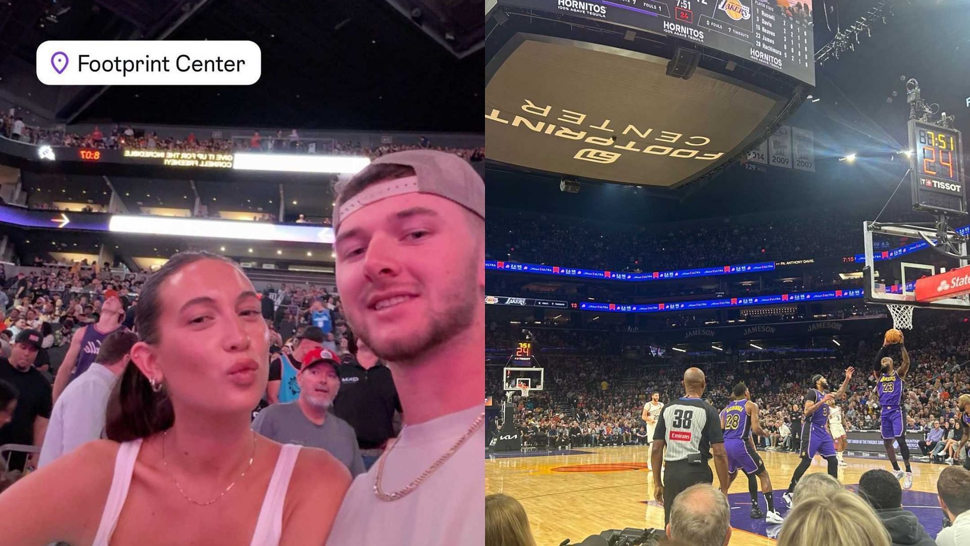 Jackson Merrill and his girlfriend Sammie Quinn attend the Suns vs. Lakers game in Arizona (Photo Credit: (Jackson Merrill/Instagram)