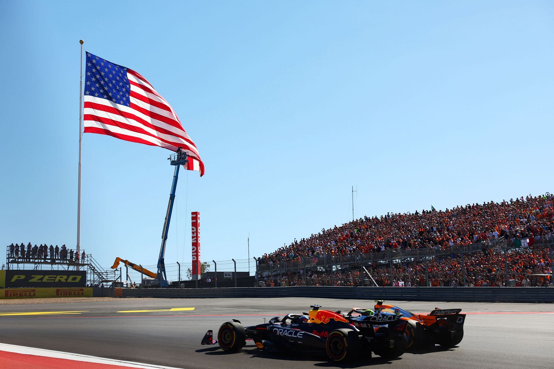 Max Verstappen of Red Bull Racing leads Lando Norris of McLaren. Source: Getty