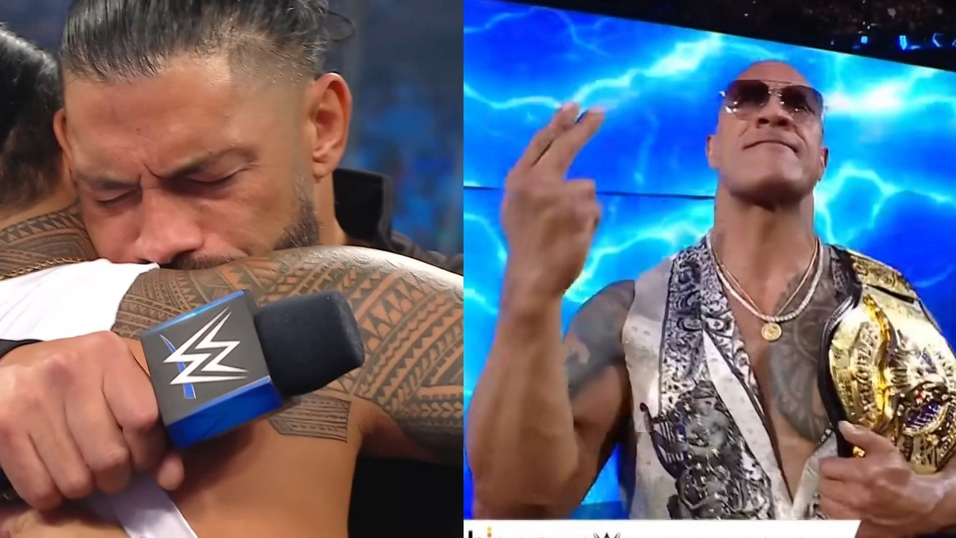 Roman Reigns (left) &amp; The Rock (right) [Images via WWE